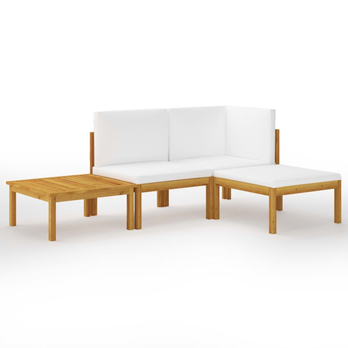 Vidaxl 4 Piece Patio Lounge Set With Cushions Cream Solid Acacia Wood
