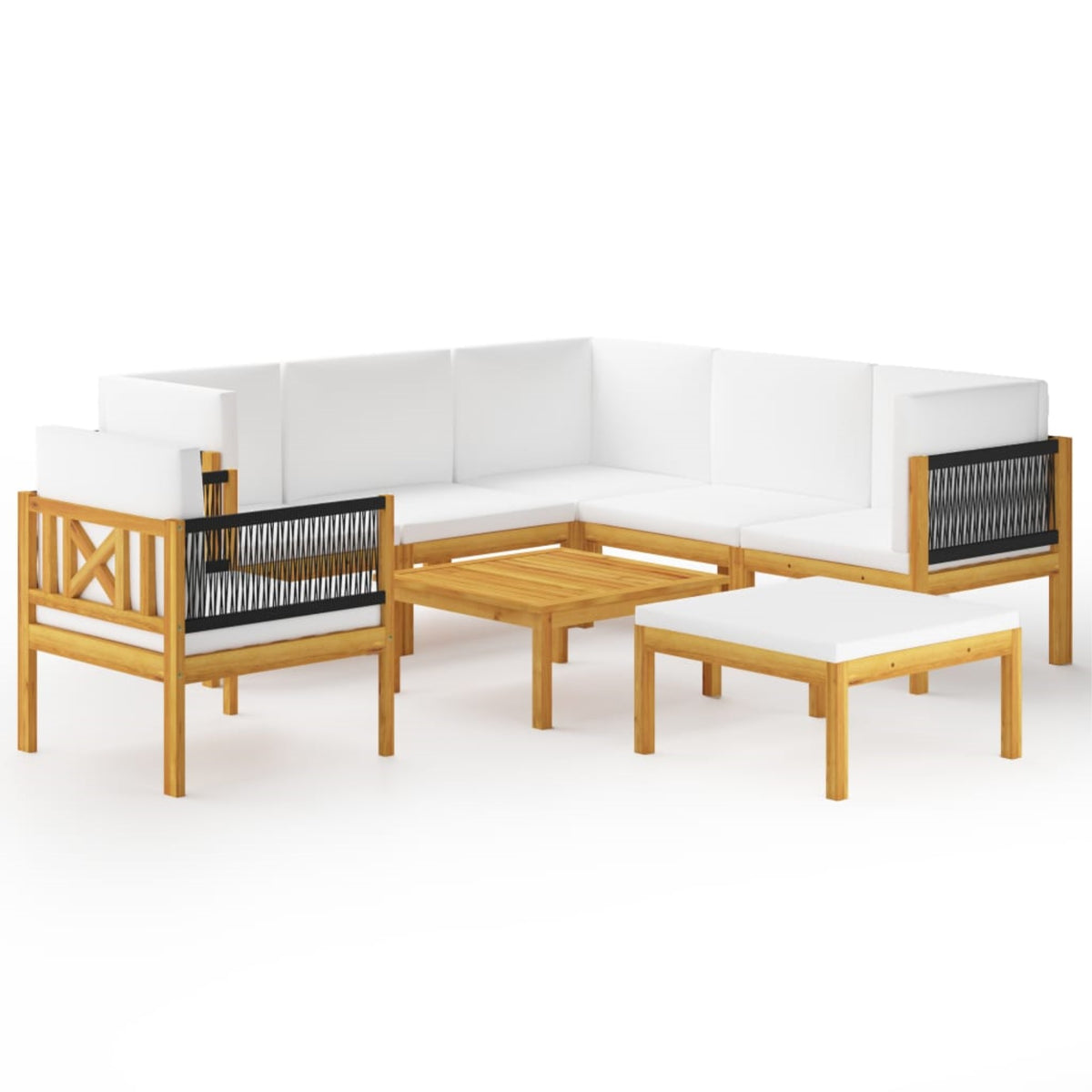 Vidaxl 8 Piece Patio Lounge Set With Cushions Cream Solid Acacia Wood