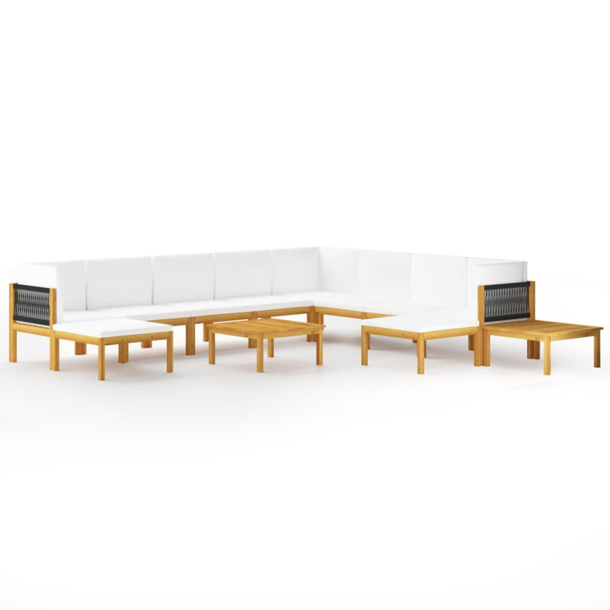 Vidaxl 12 Piece Patio Lounge Set With Cushions Cream Solid Acacia Wood