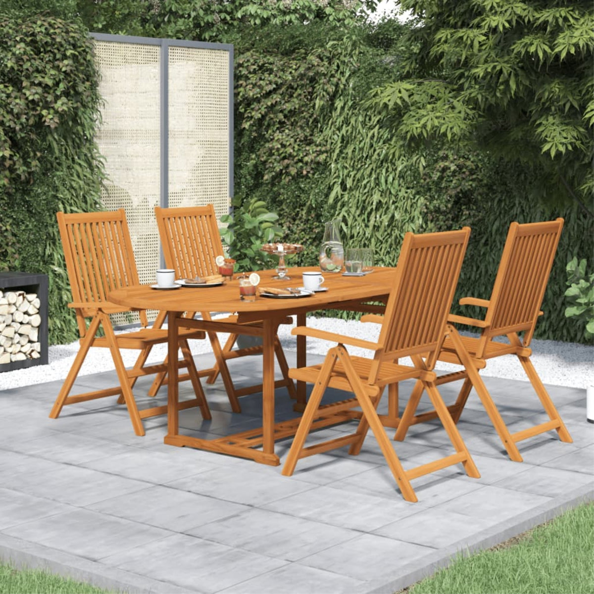 Vidaxl 5 Piece Patio Dining Set Solid Acacia Wood