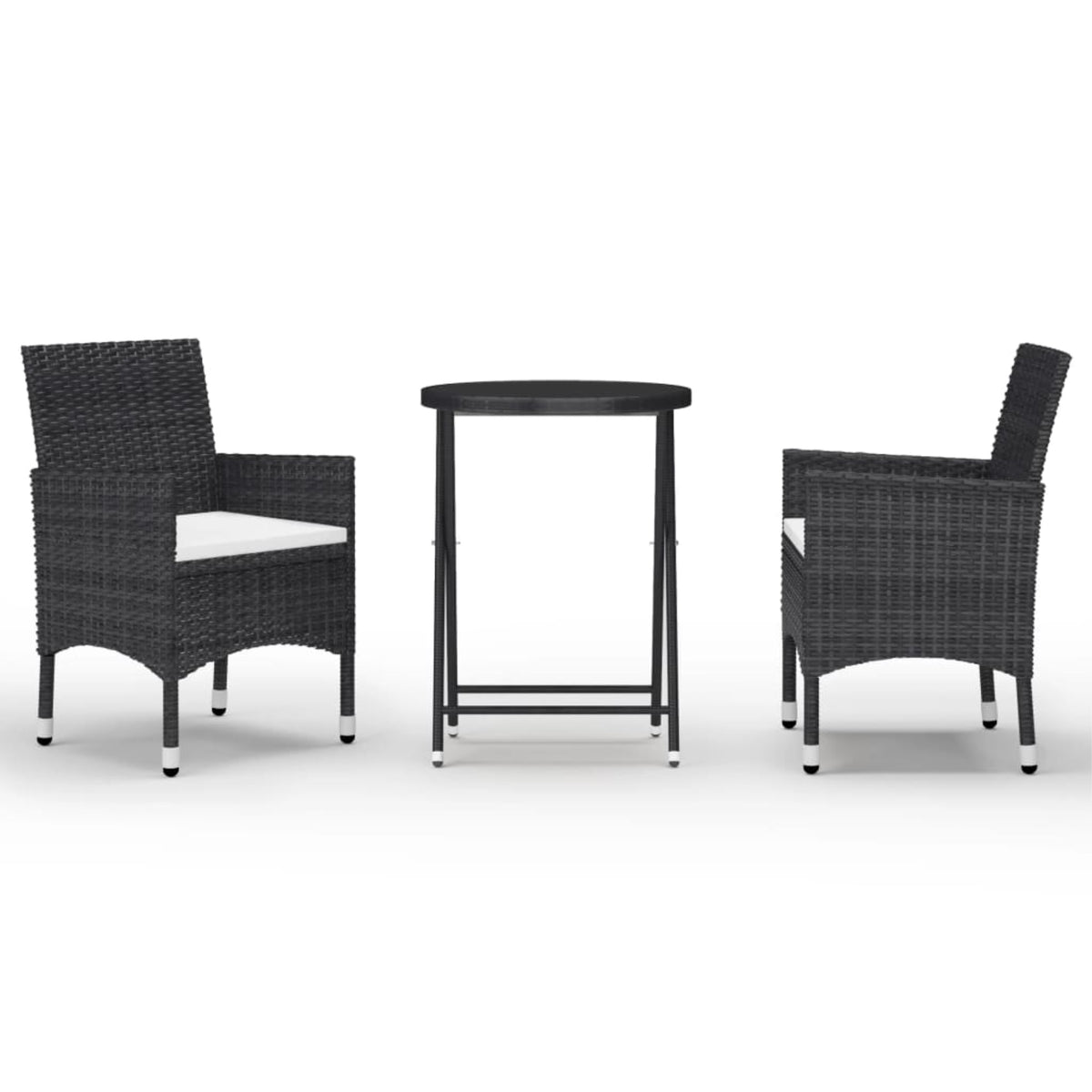 Vidaxl 3 Piece Garden Bistro Set Poly Rattan And Tempered Glass Black
