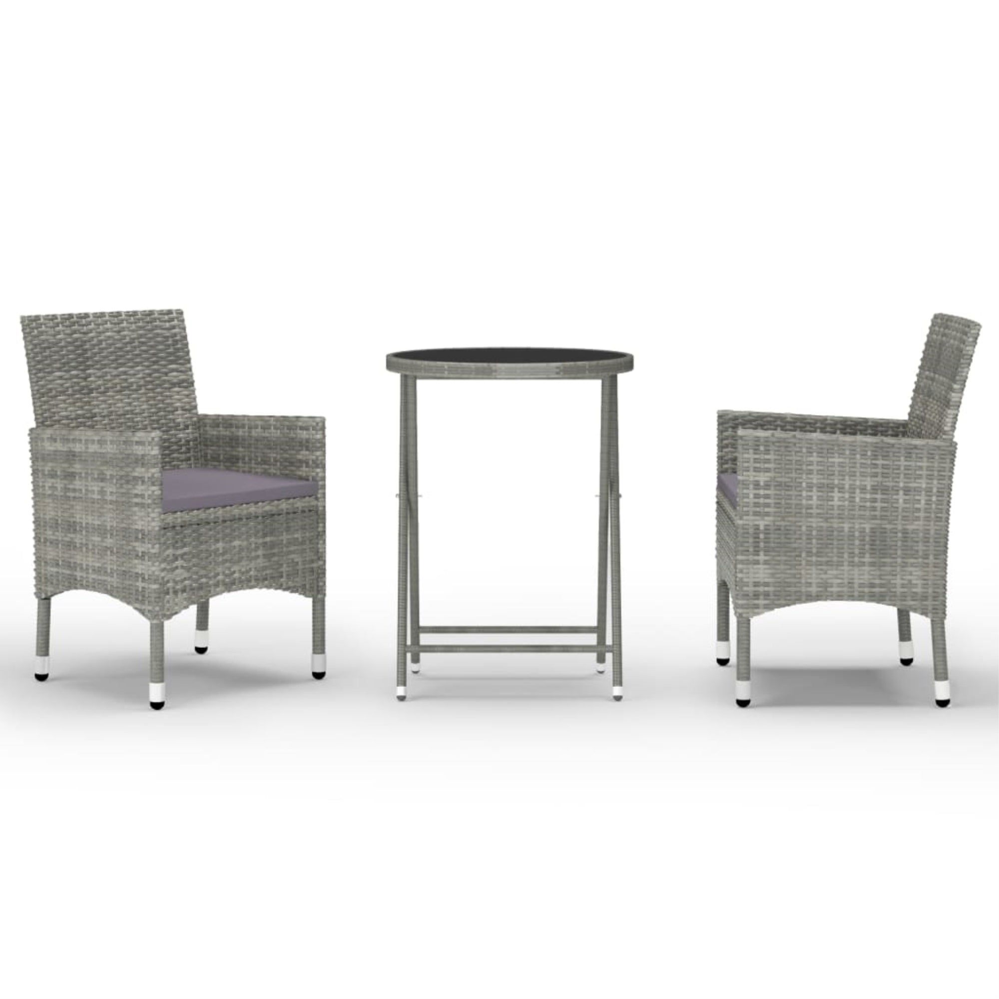 Vidaxl 3 Piece Garden Bistro Set Poly Rattan And Tempered Glass Gray