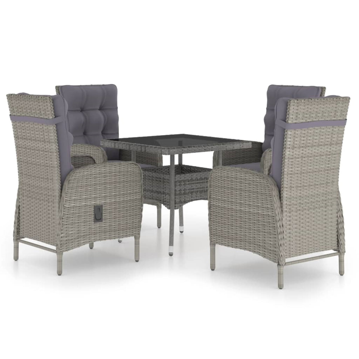 Vidaxl 5 Piece Patio Dining Set Poly Rattan And Glass Gray