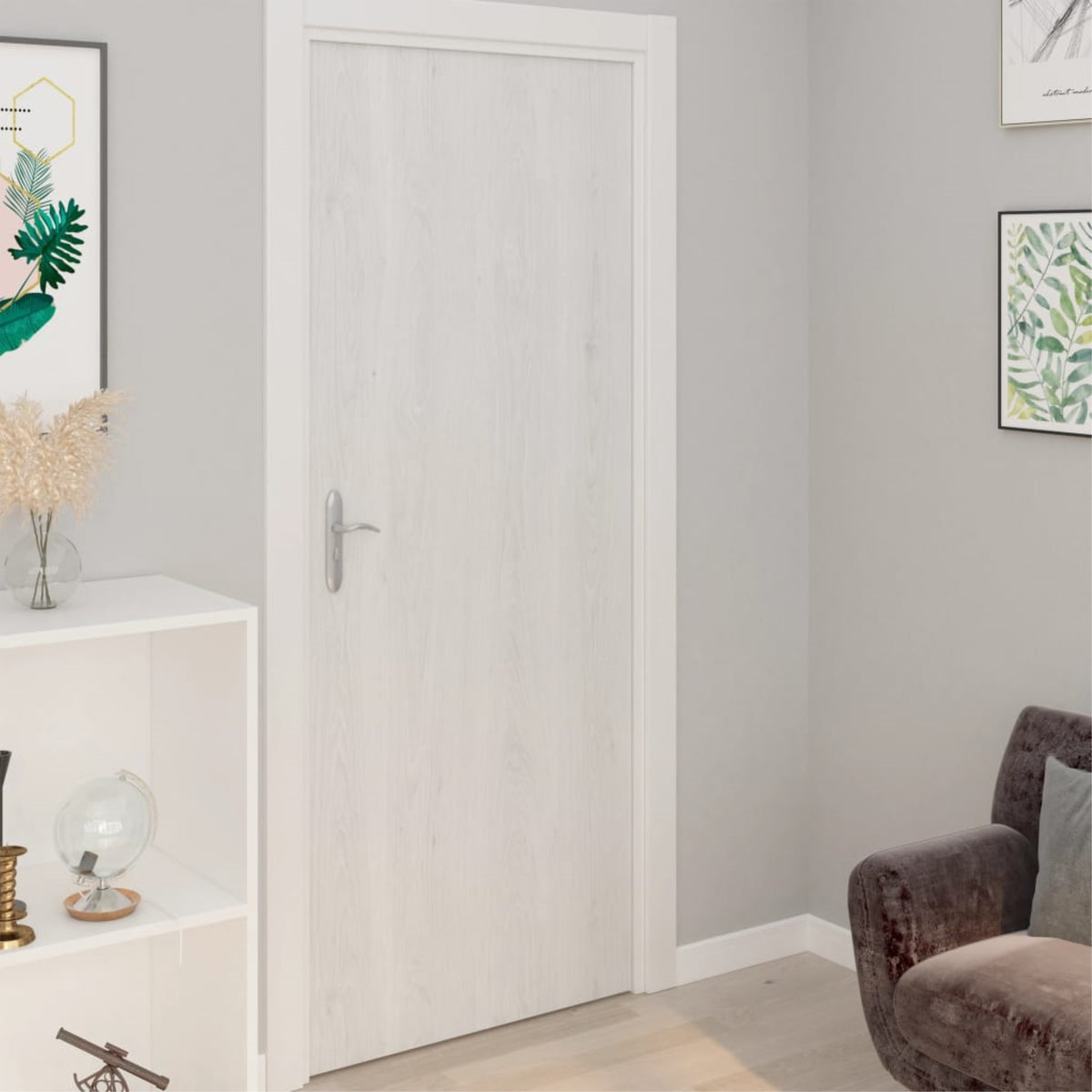 Vidaxl Self-Adhesive Door Films 4 Pcs White Wood 82.7'X35.4' Pvc