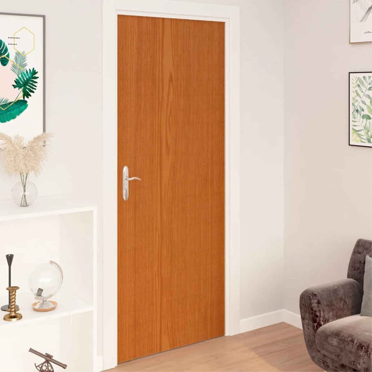 Vidaxl Self-Adhesive Door Films 4 Pcs Light Oak 82.7'X35.4' Pvc