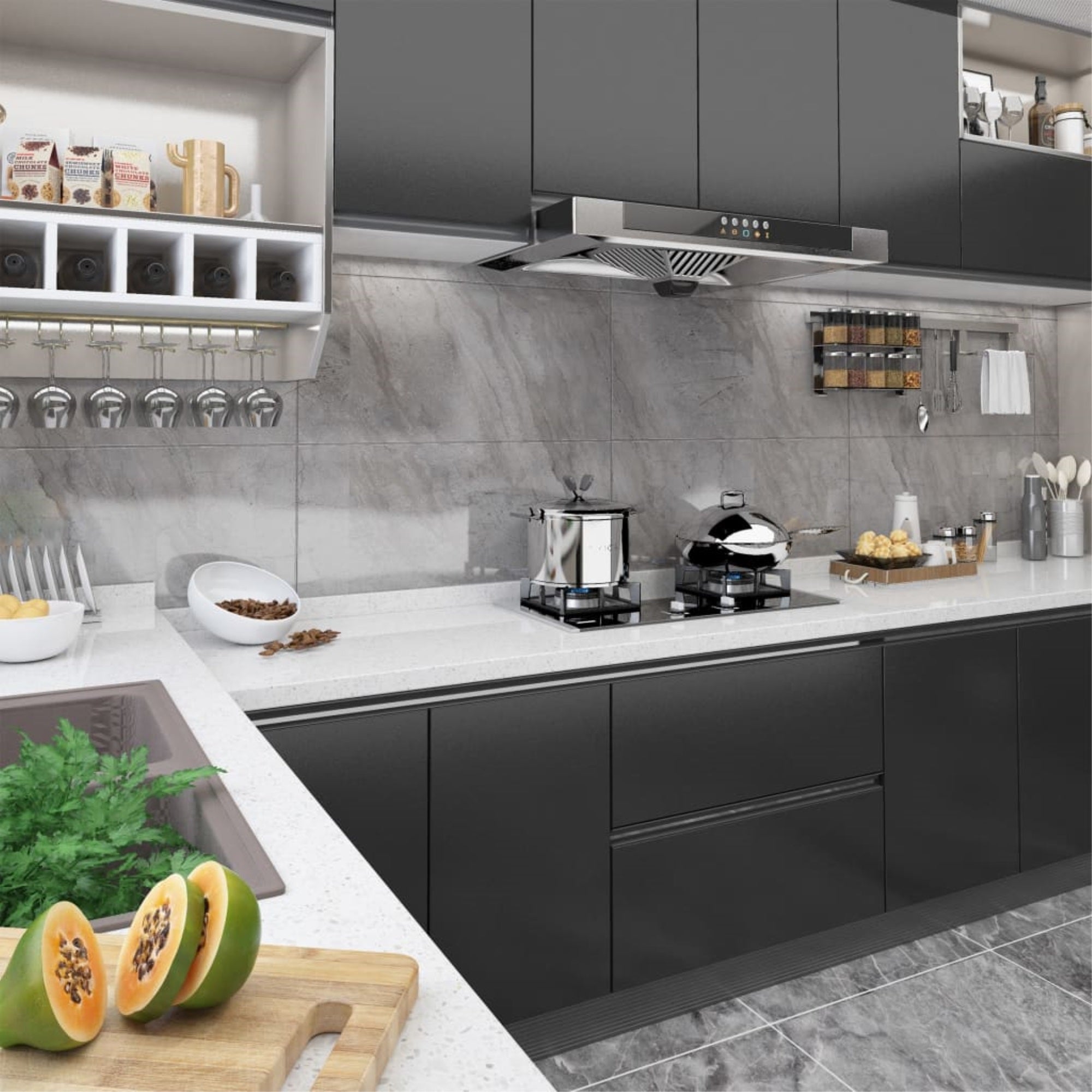 Vidaxl Self-Adhesive Furniture Films 2 Pcs Black 196.9'X35.4' Pvc