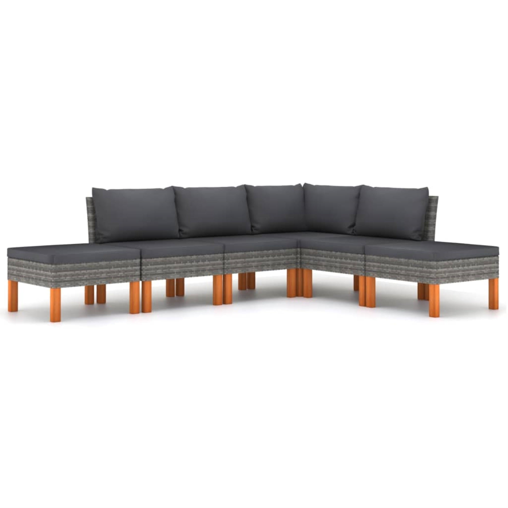 vidaXL 6 Piece Garden Lounge Set with Cushions Poly Rattan Gray