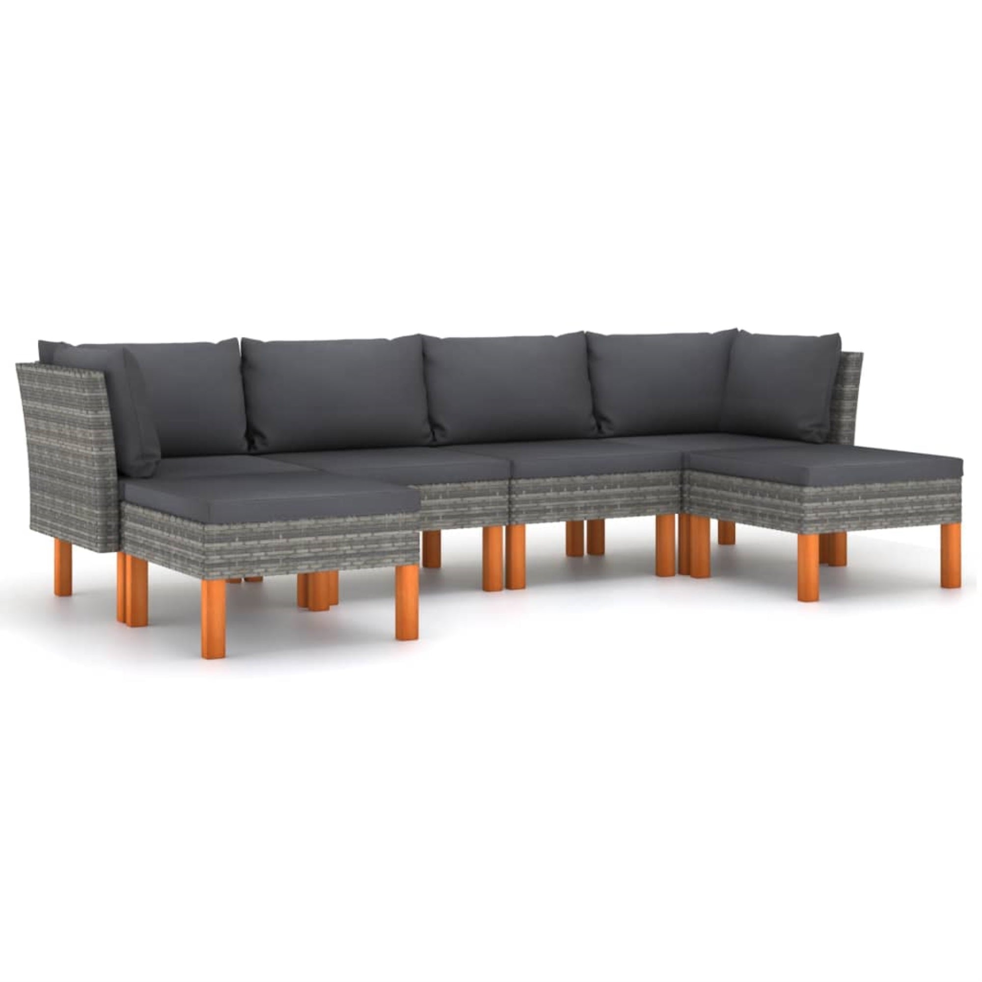 vidaXL 6 Piece Garden Lounge Set with Cushions Poly Rattan Gray