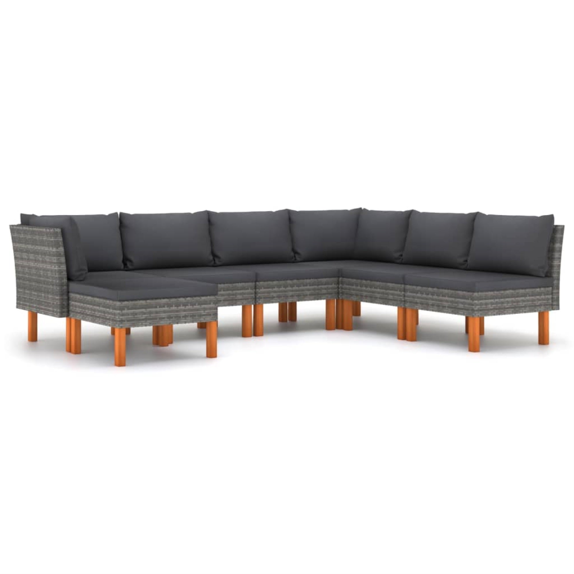 vidaXL 7 Piece Garden Lounge Set with Cushions Poly Rattan Gray