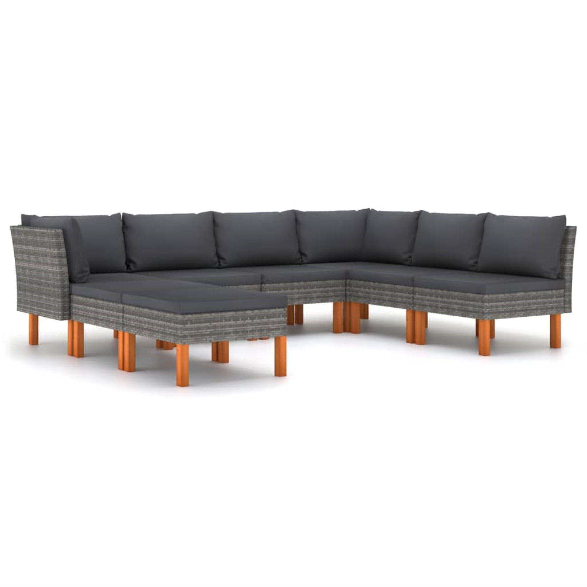 vidaXL 8 Piece Garden Lounge Set with Cushions Poly Rattan Gray
