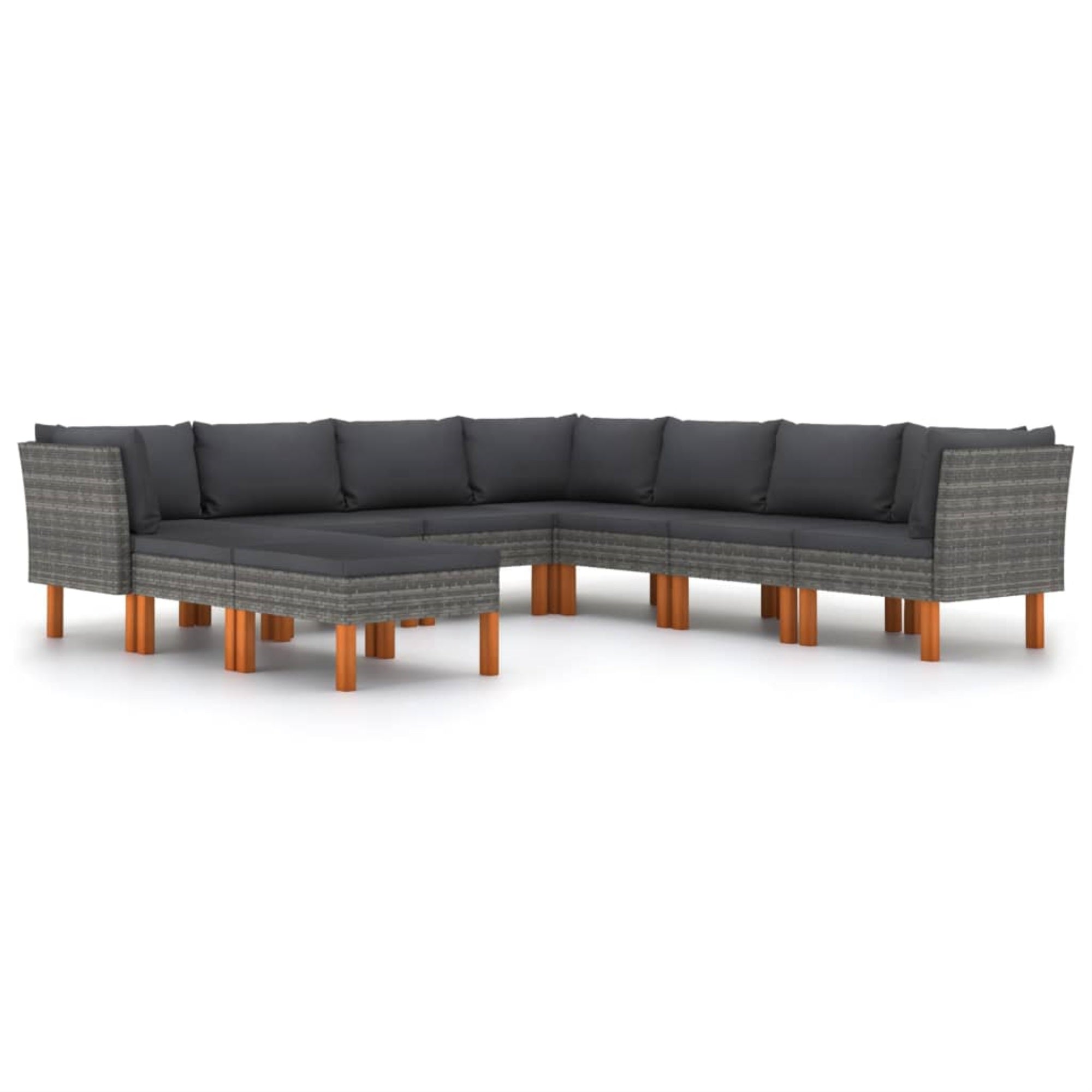 vidaXL 9 Piece Garden Lounge Set with Cushions Poly Rattan Gray