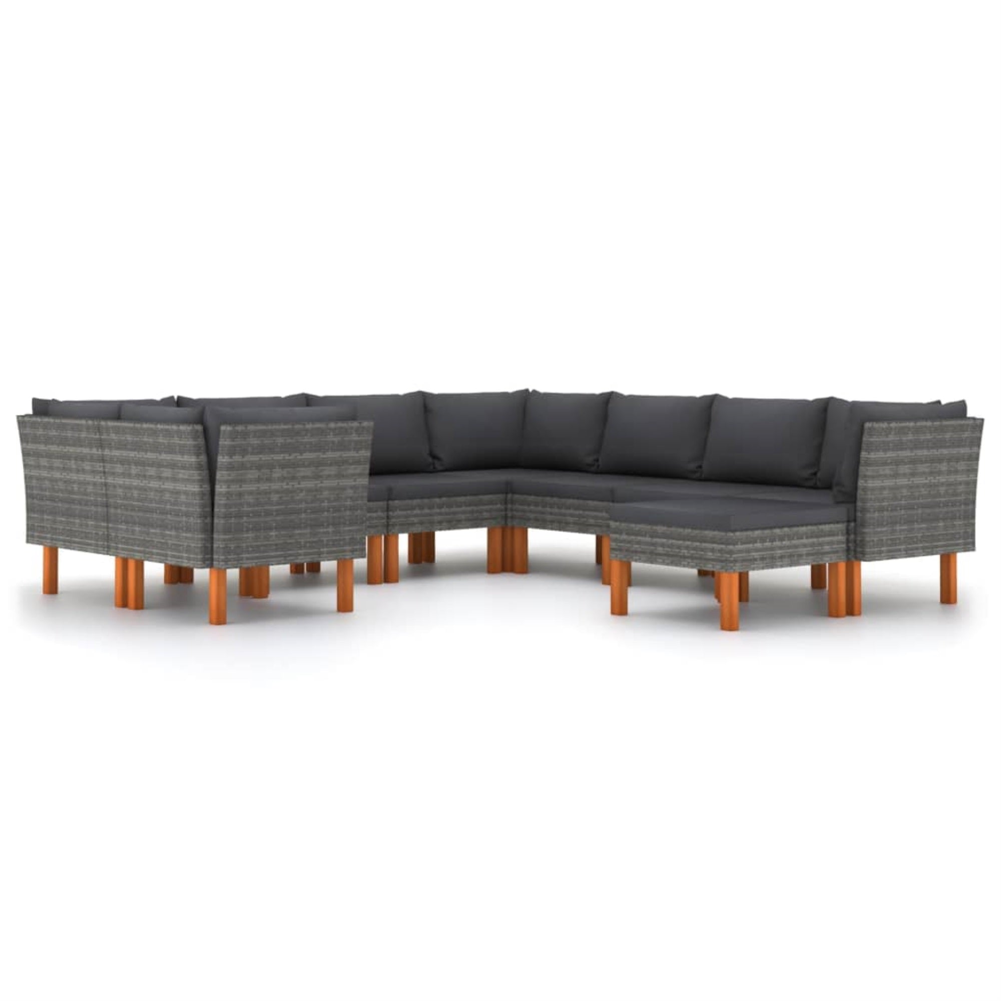 vidaXL 9 Piece Garden Lounge Set with Cushions Poly Rattan Gray