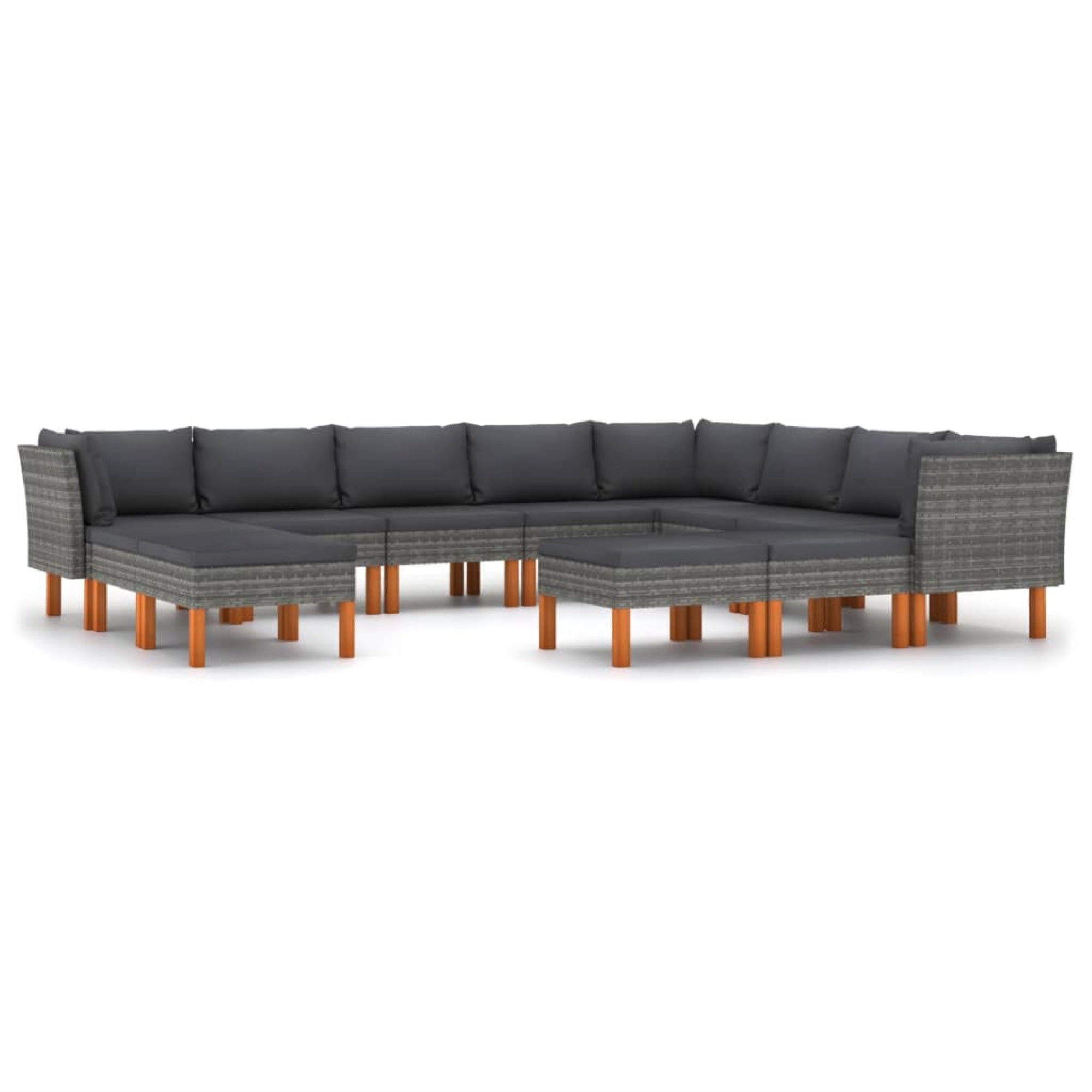 vidaXL 12 Piece Garden Lounge Set with Cushions Poly Rattan Gray