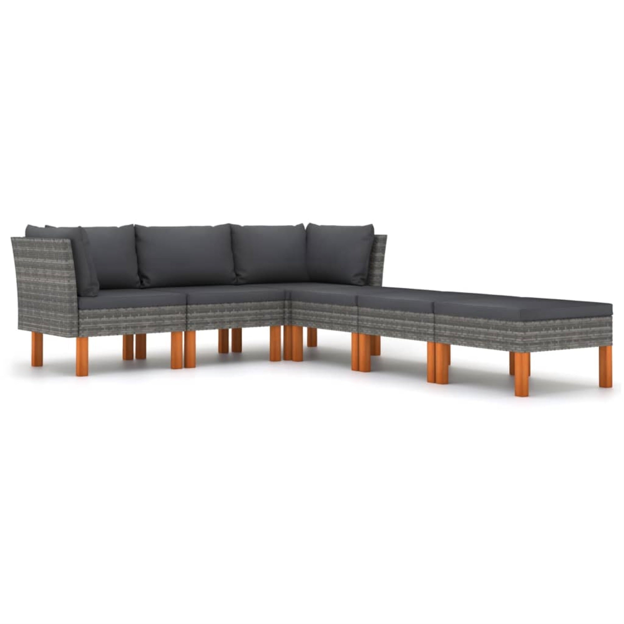 vidaXL 6 Piece Garden Lounge Set with Cushions Poly Rattan Gray