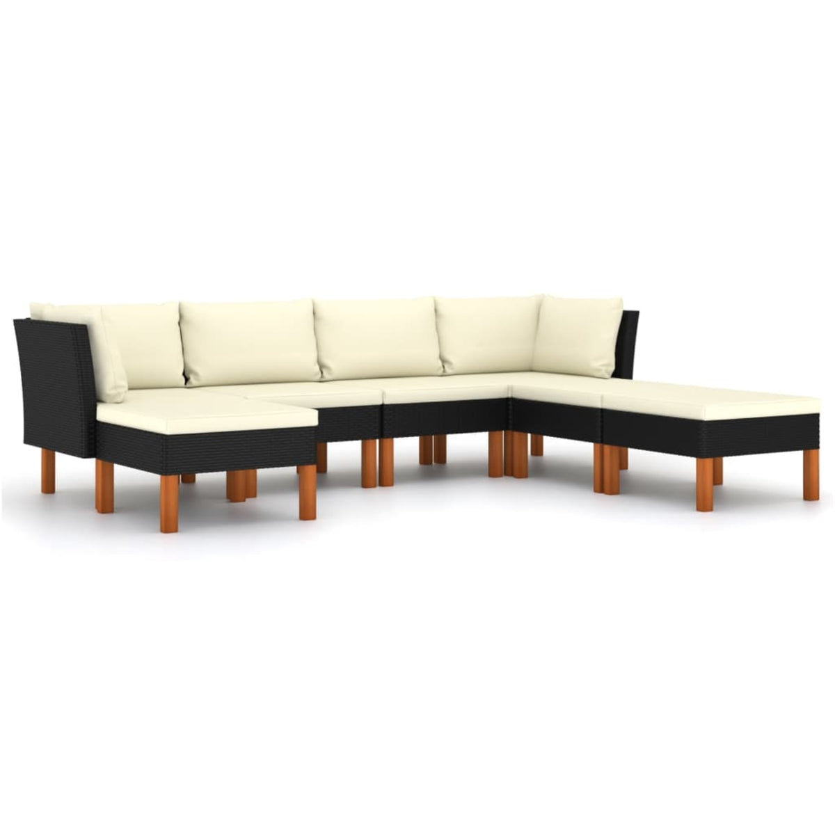 Vidaxl 7 Piece Garden Lounge Set With Cushions Poly Rattan Black