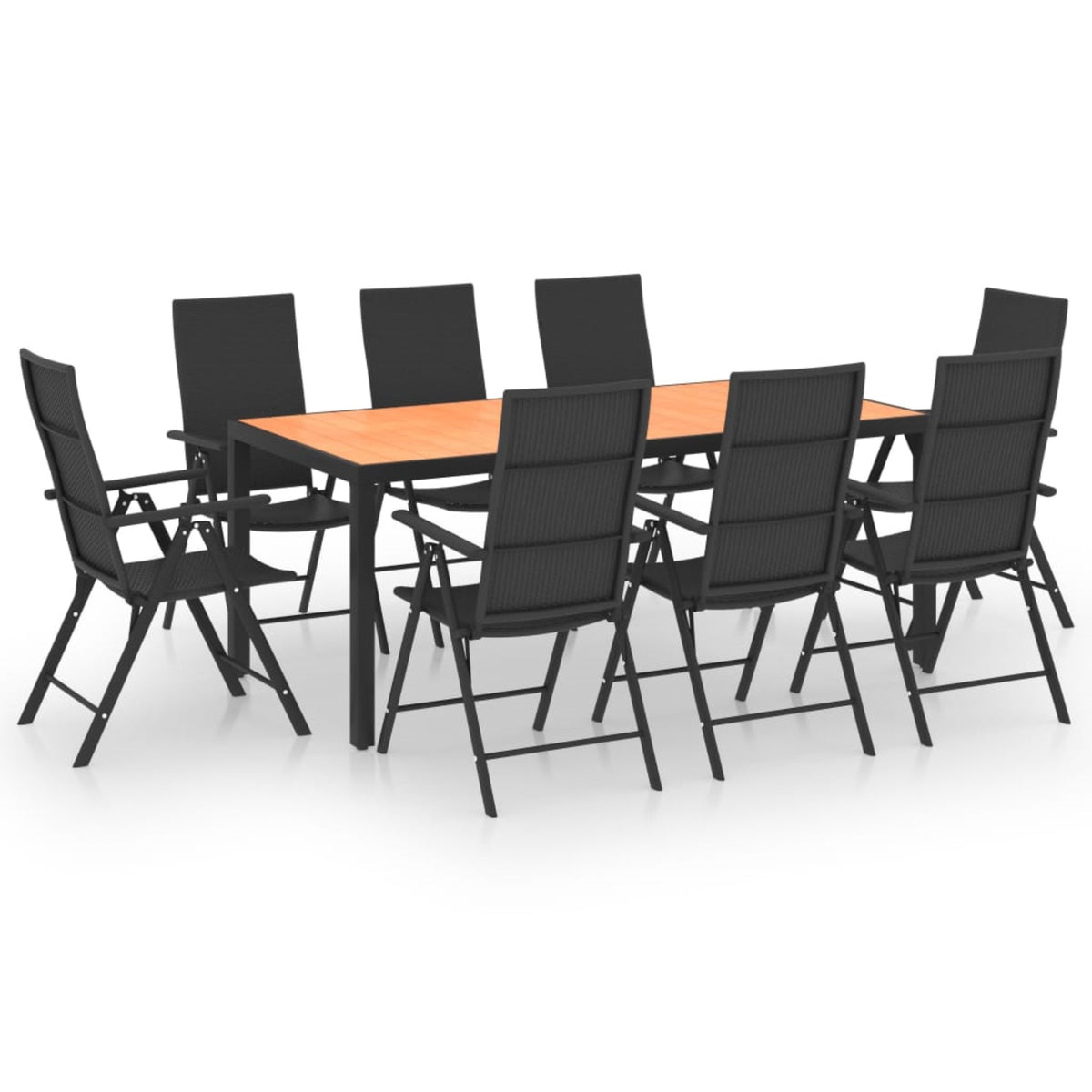 Vidaxl 9 Piece Garden Dining Set Black And Brown