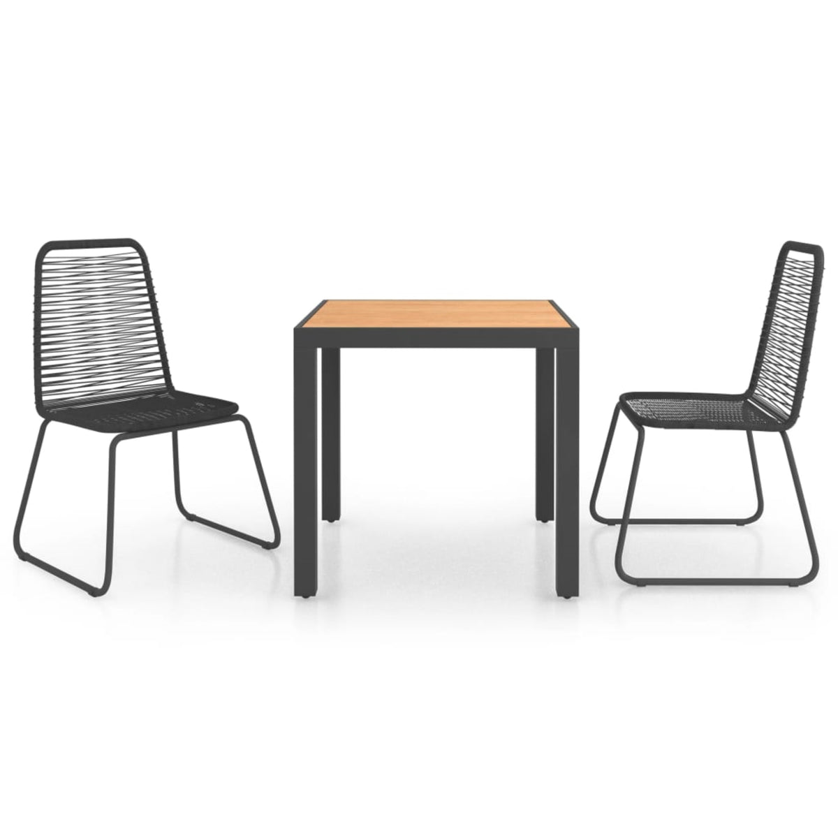 Vidaxl 3 Piece Garden Dining Set Pvc Rattan Black And Brown