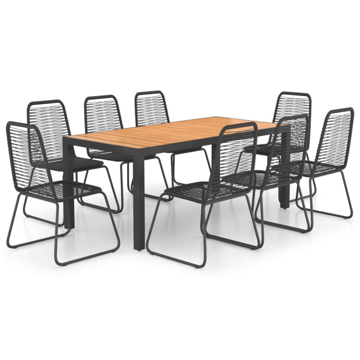 Vidaxl 9 Piece Garden Dining Set Pvc Rattan Black And Brown