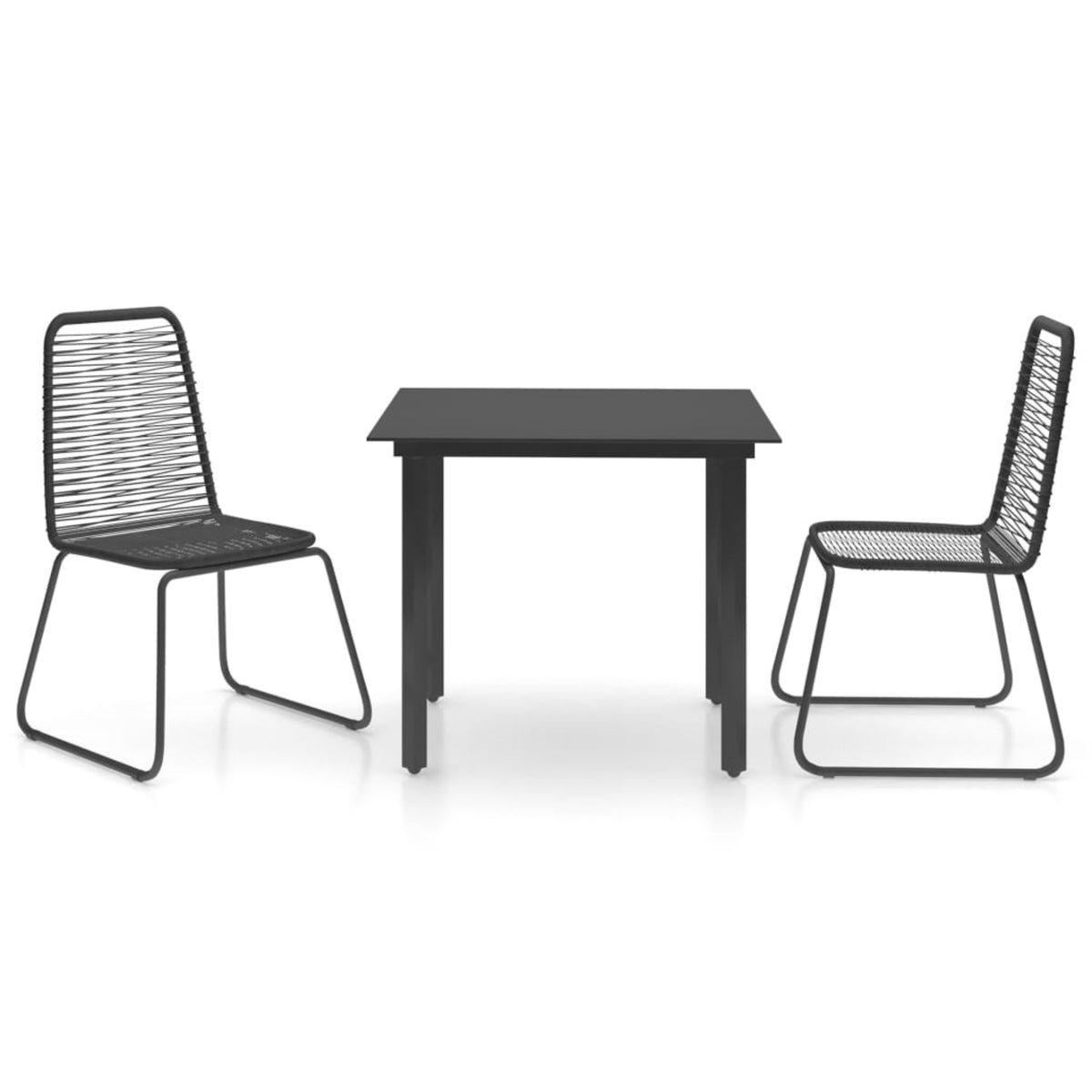 Vidaxl 3 Piece Garden Dining Set Pvc Rattan Black