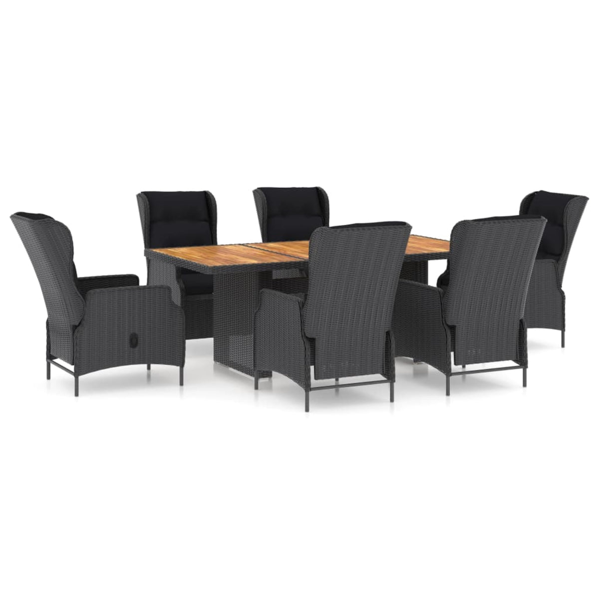 Vidaxl 7 Piece Outdoor Dining Set With Cushions Poly Rattan Dark Gray