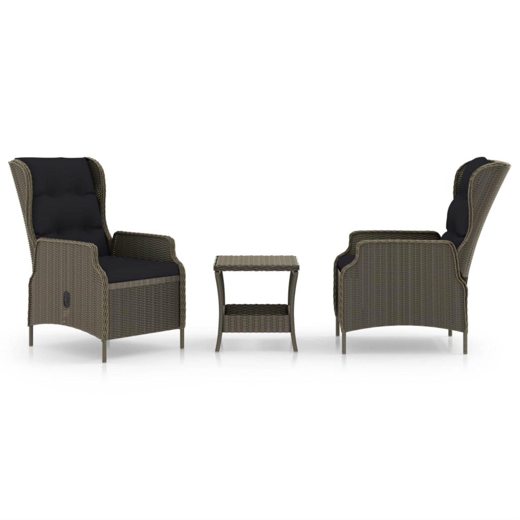 vidaXL 3 Piece Garden Lounge Set with Cushions Poly Rattan Brown