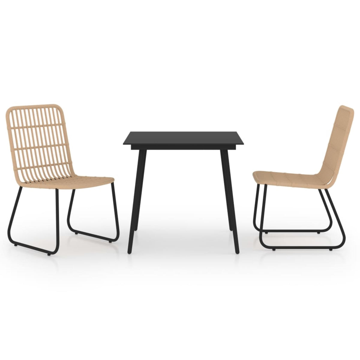 Vidaxl 3 Piece Outdoor Dining Set Poly Rattan And Glass