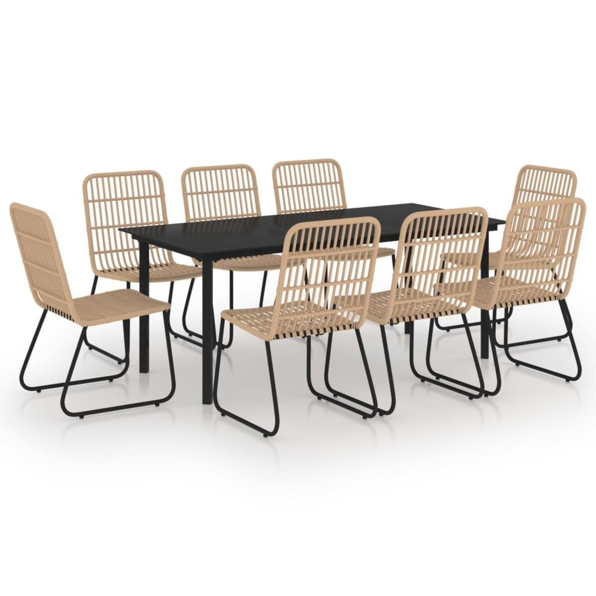 Vidaxl 9 Piece Outdoor Dining Set Poly Rattan And Glass