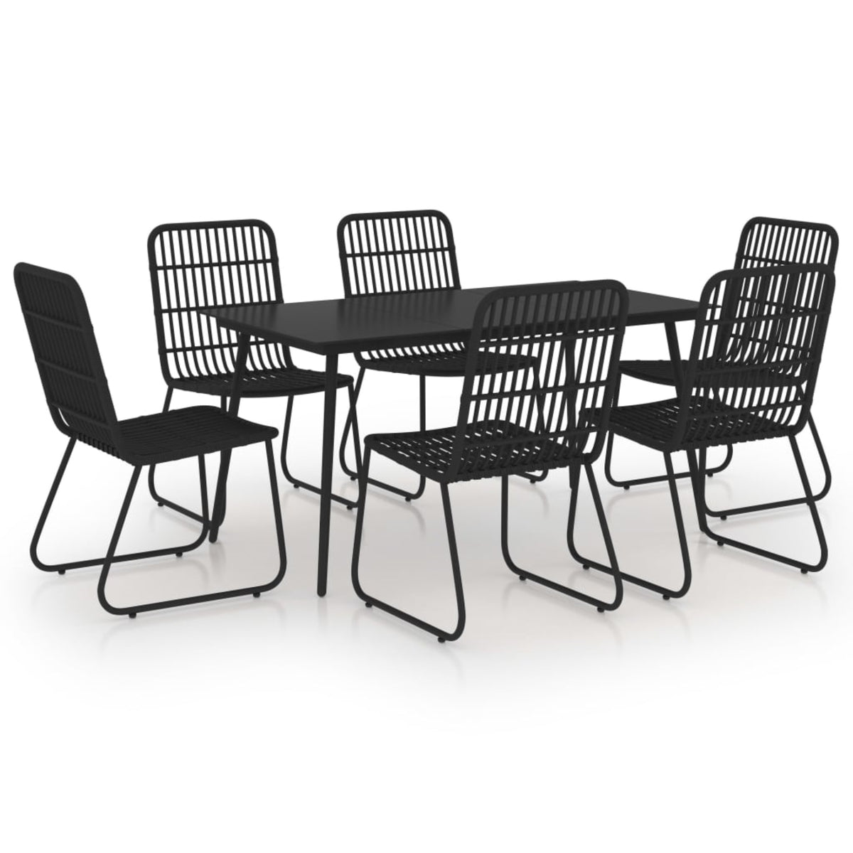 Vidaxl 7 Piece Outdoor Dining Set Poly Rattan And Glass