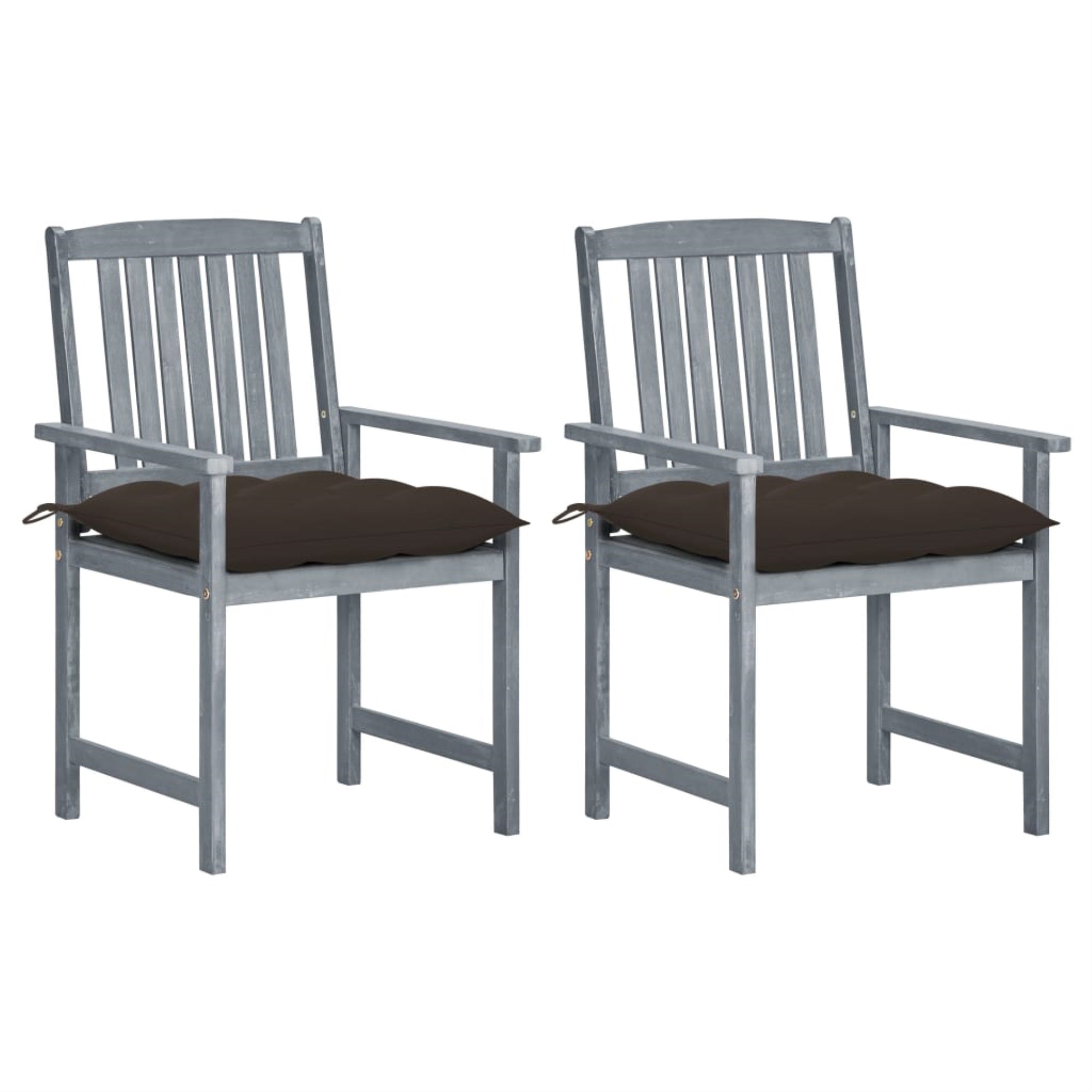 Vidaxl Patio Chairs With Cushions 2 Pcs Gray Solid Acacia Wood