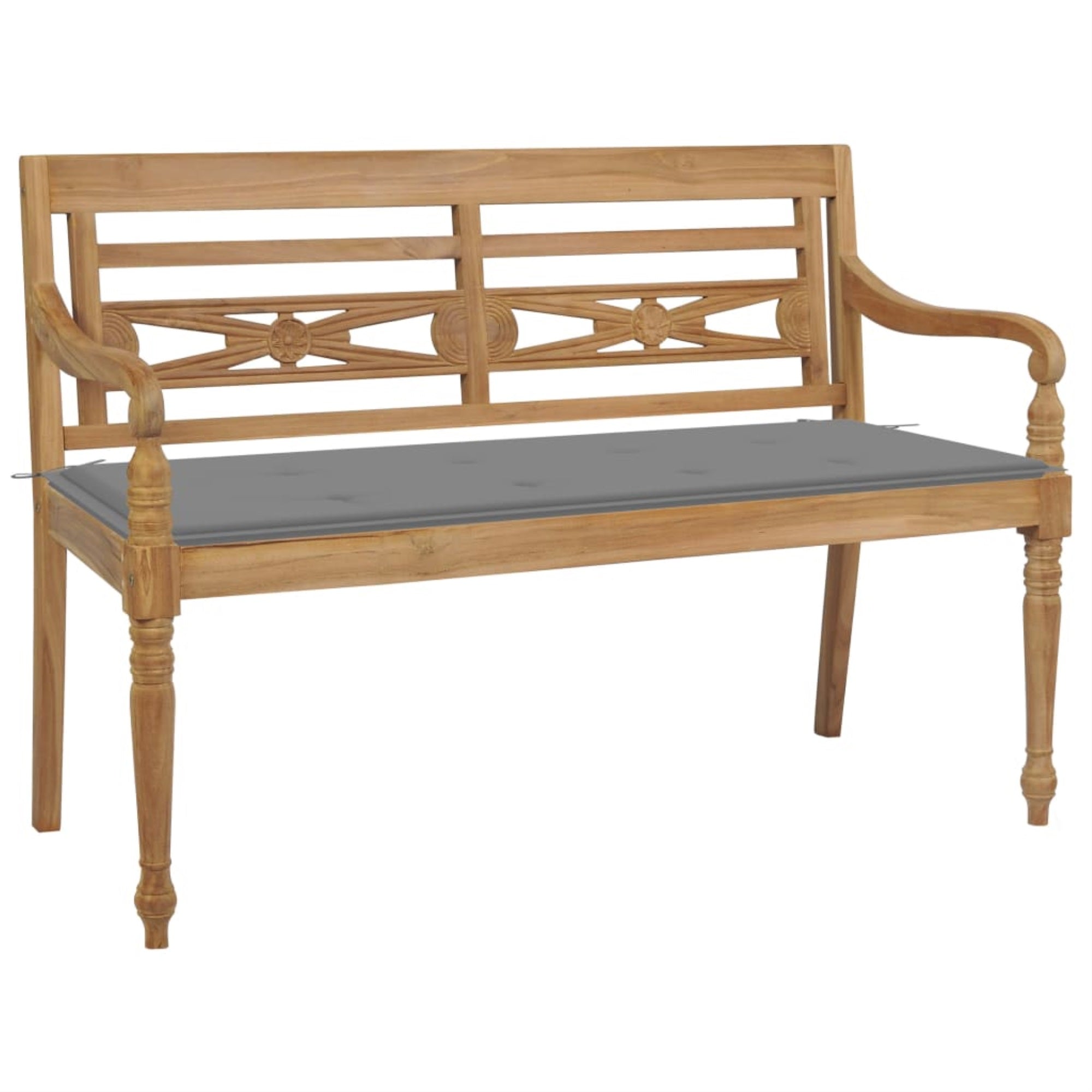 Vidaxl Batavia Bench With Gray Cushion 47.2' Solid Teak Wood