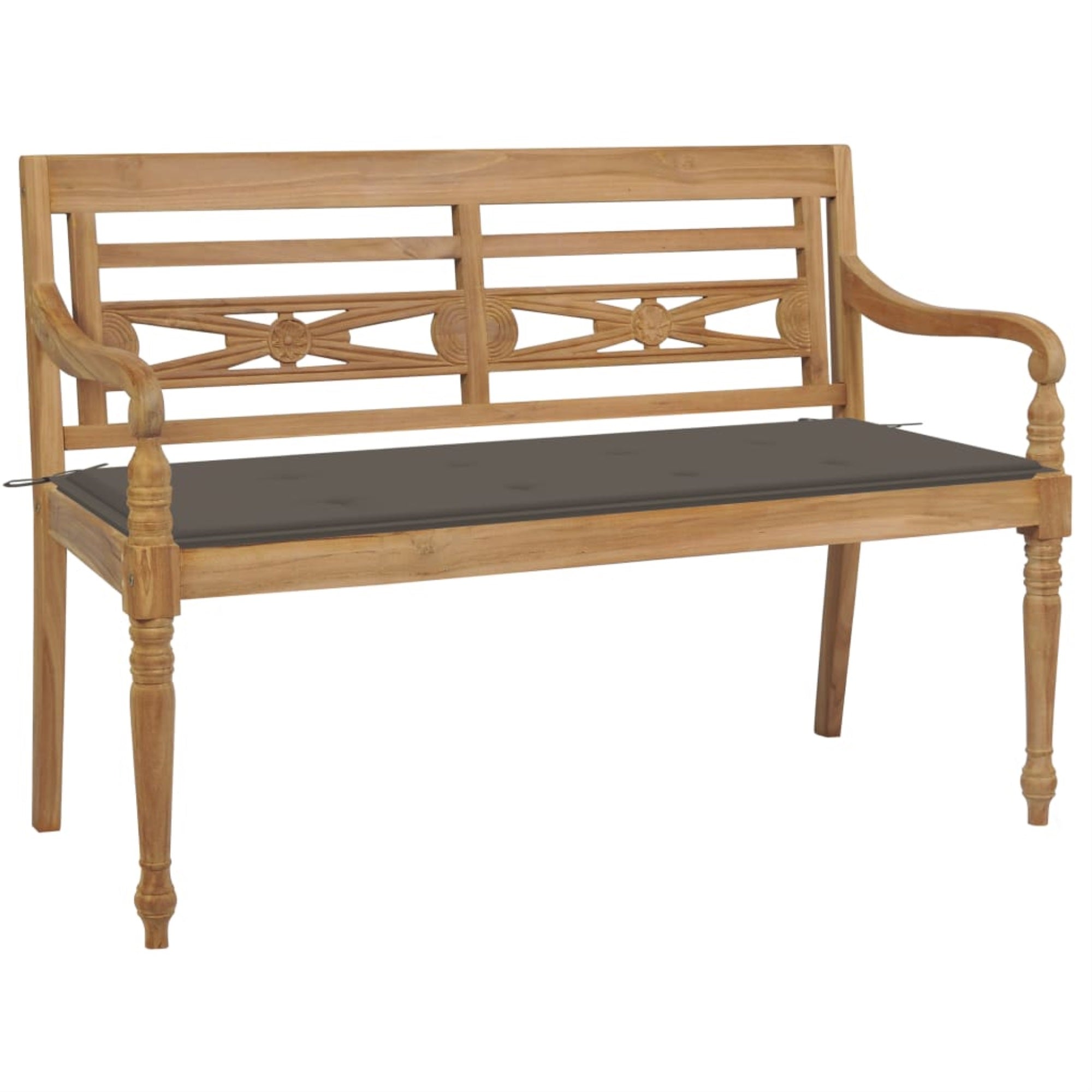 Vidaxl Batavia Bench With Taupe Cushion 44.1' Solid Teak Wood