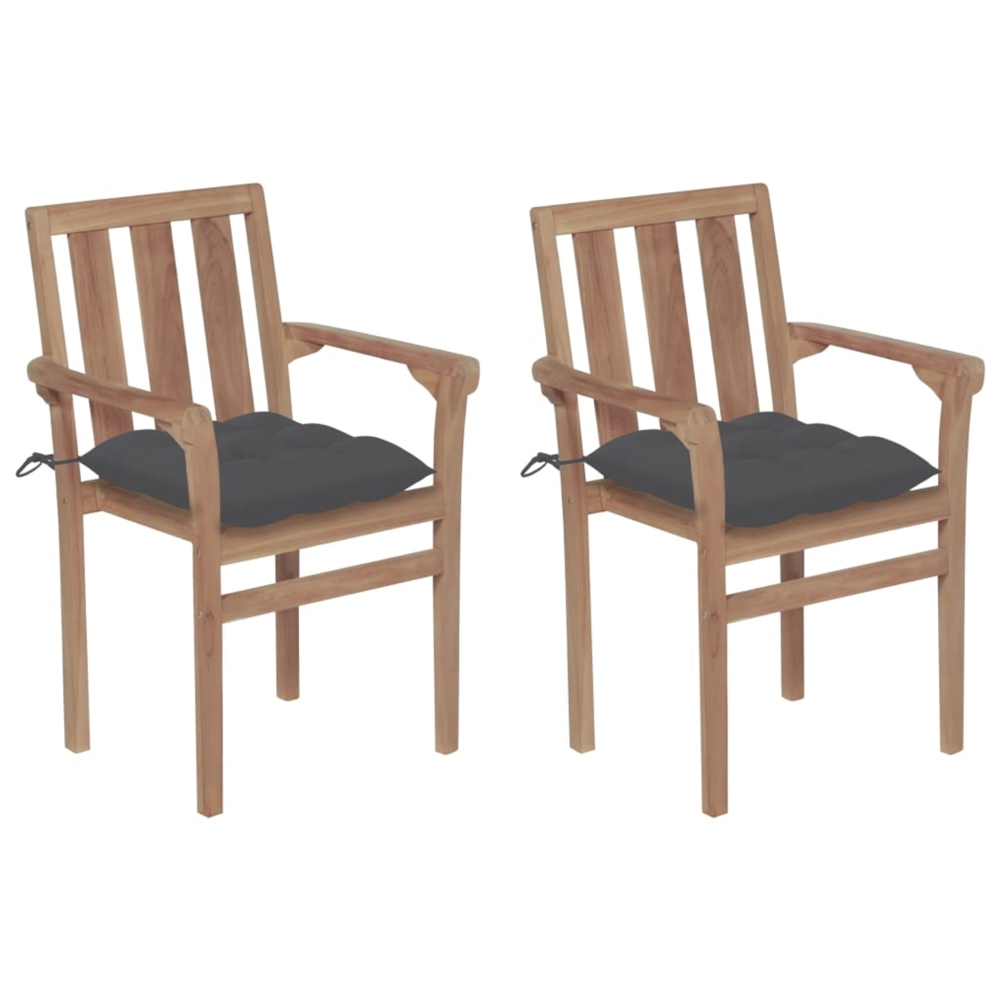 Vidaxl Garden Chairs 2 Pcs With Anthracite Cushions Solid Teak Wood