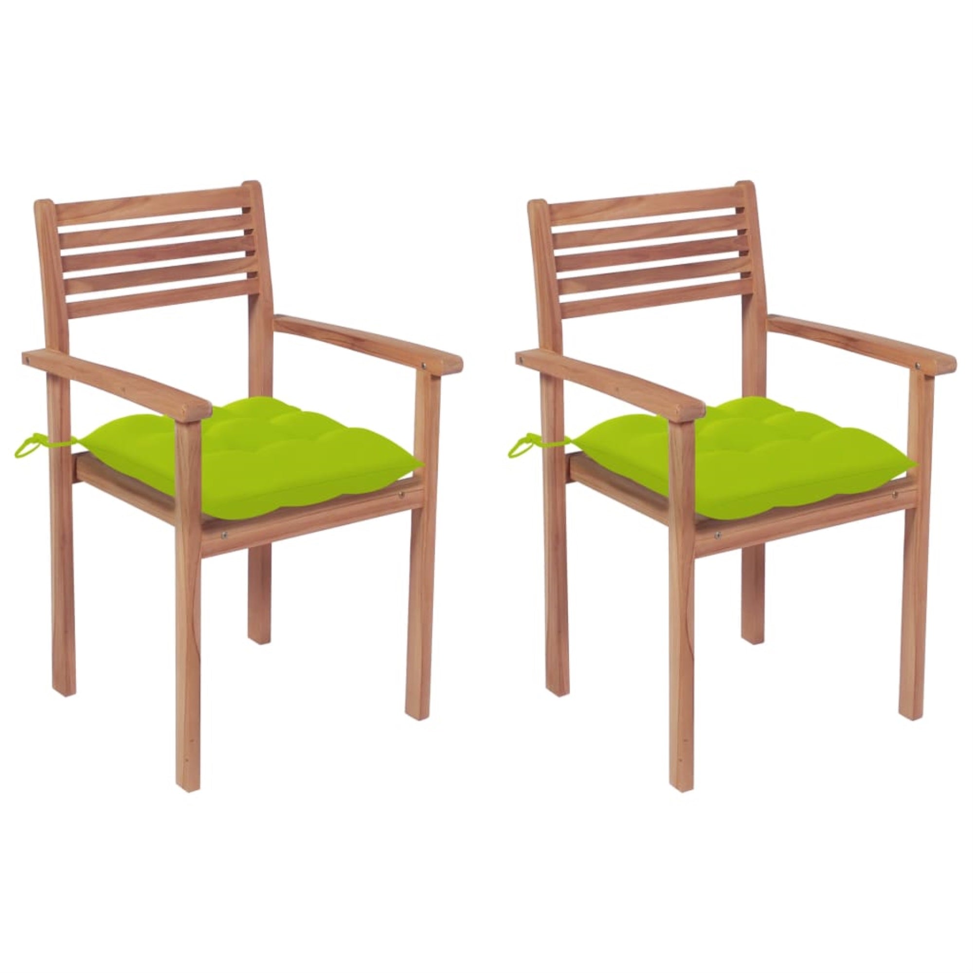 Vidaxl Garden Chairs 2 Pcs With Bright Green Cushions Solid Teak Wood