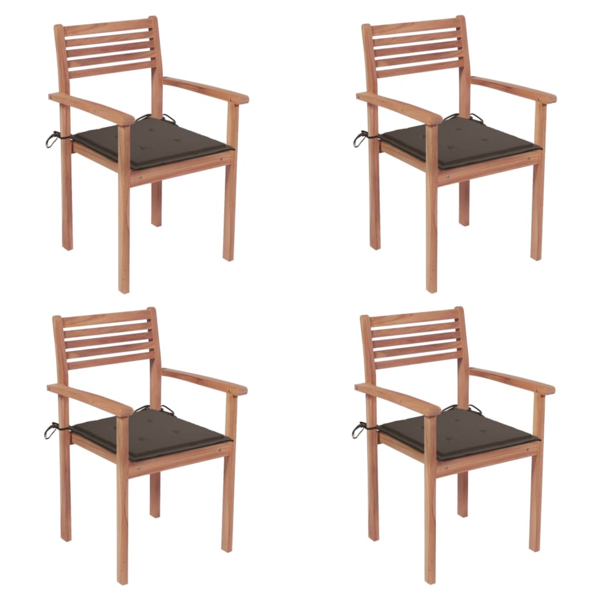 Vidaxl Garden Chairs 4 Pcs With Taupe Cushions Solid Teak Wood