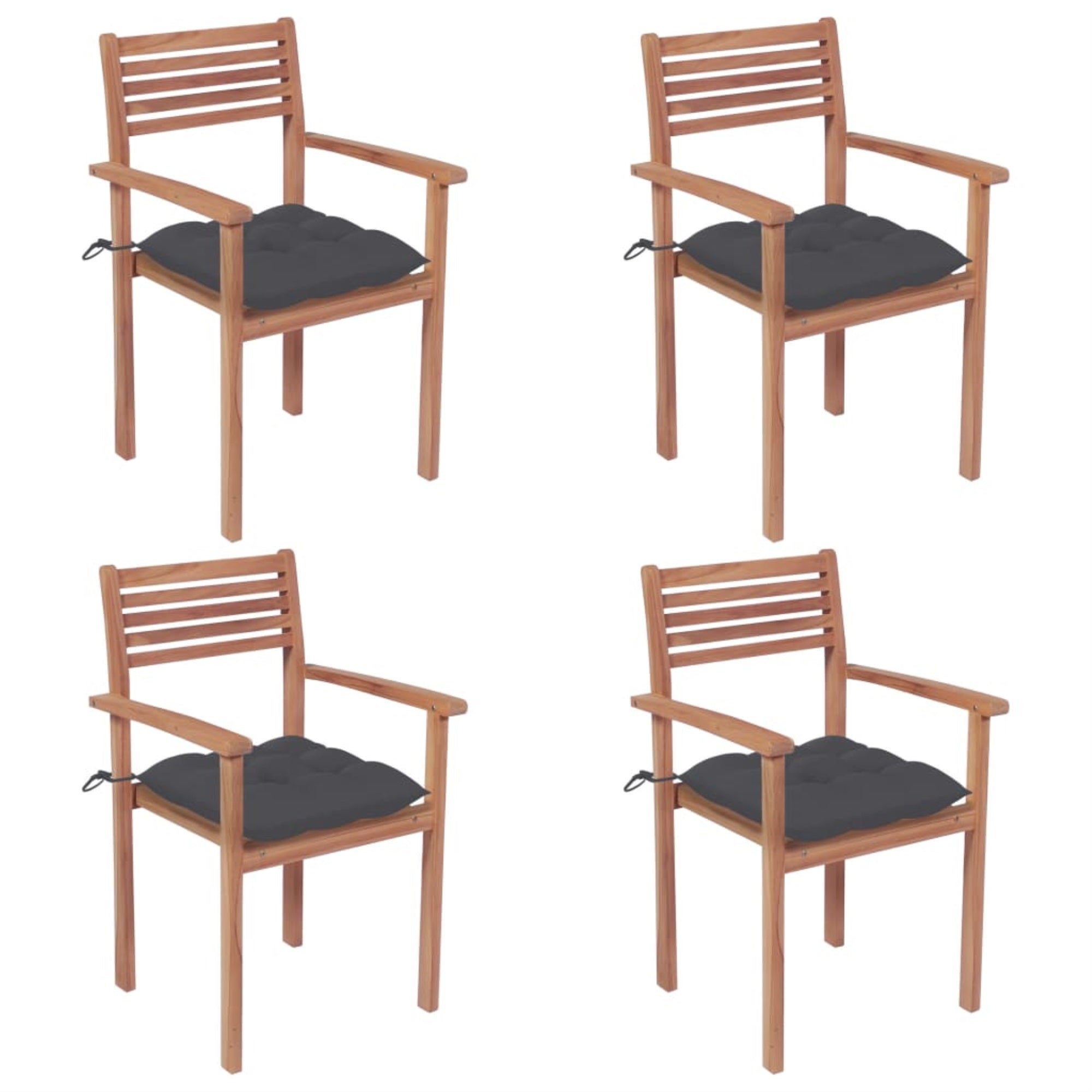 Vidaxl Garden Chairs 4 Pcs With Anthracite Cushions Solid Teak Wood
