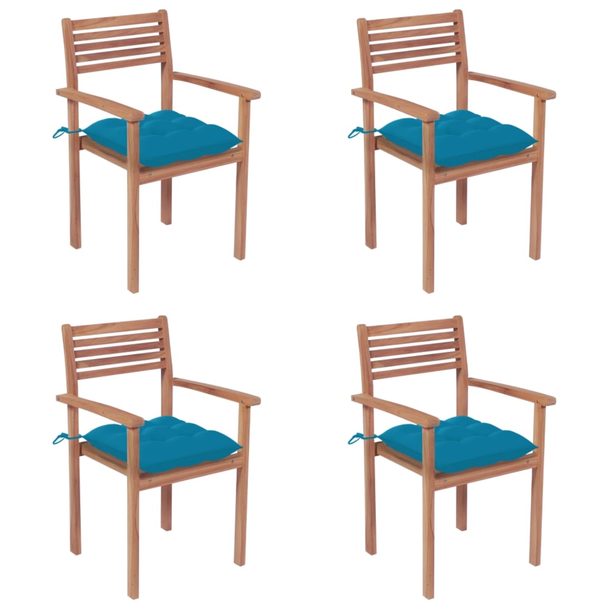 Vidaxl Garden Chairs 4 Pcs With Light Blue Cushions Solid Teak Wood