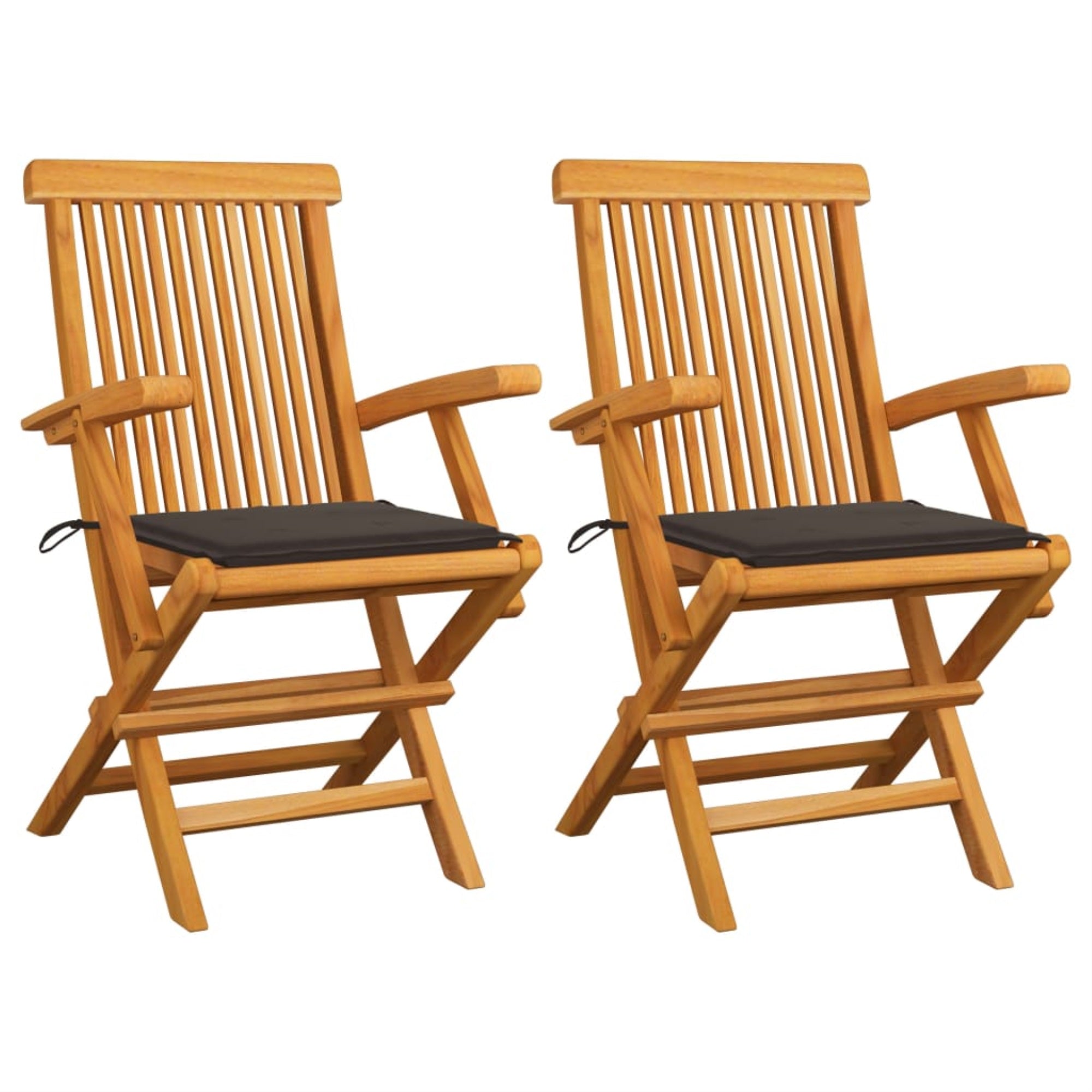 Vidaxl Garden Chairs With Taupe Cushions 2 Pcs Solid Teak Wood