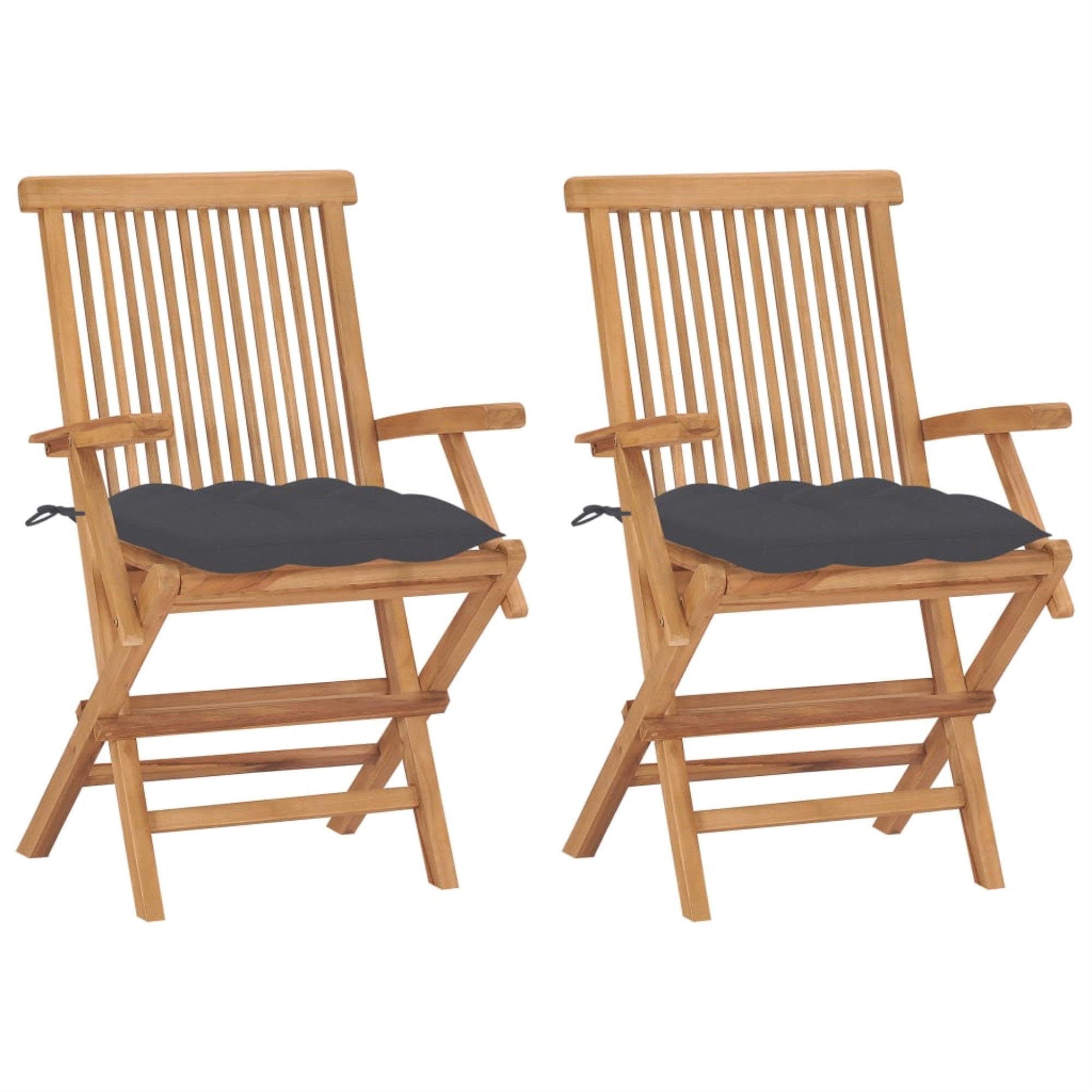 Vidaxl Garden Chairs With Anthracite Cushions 2 Pcs Solid Teak Wood
