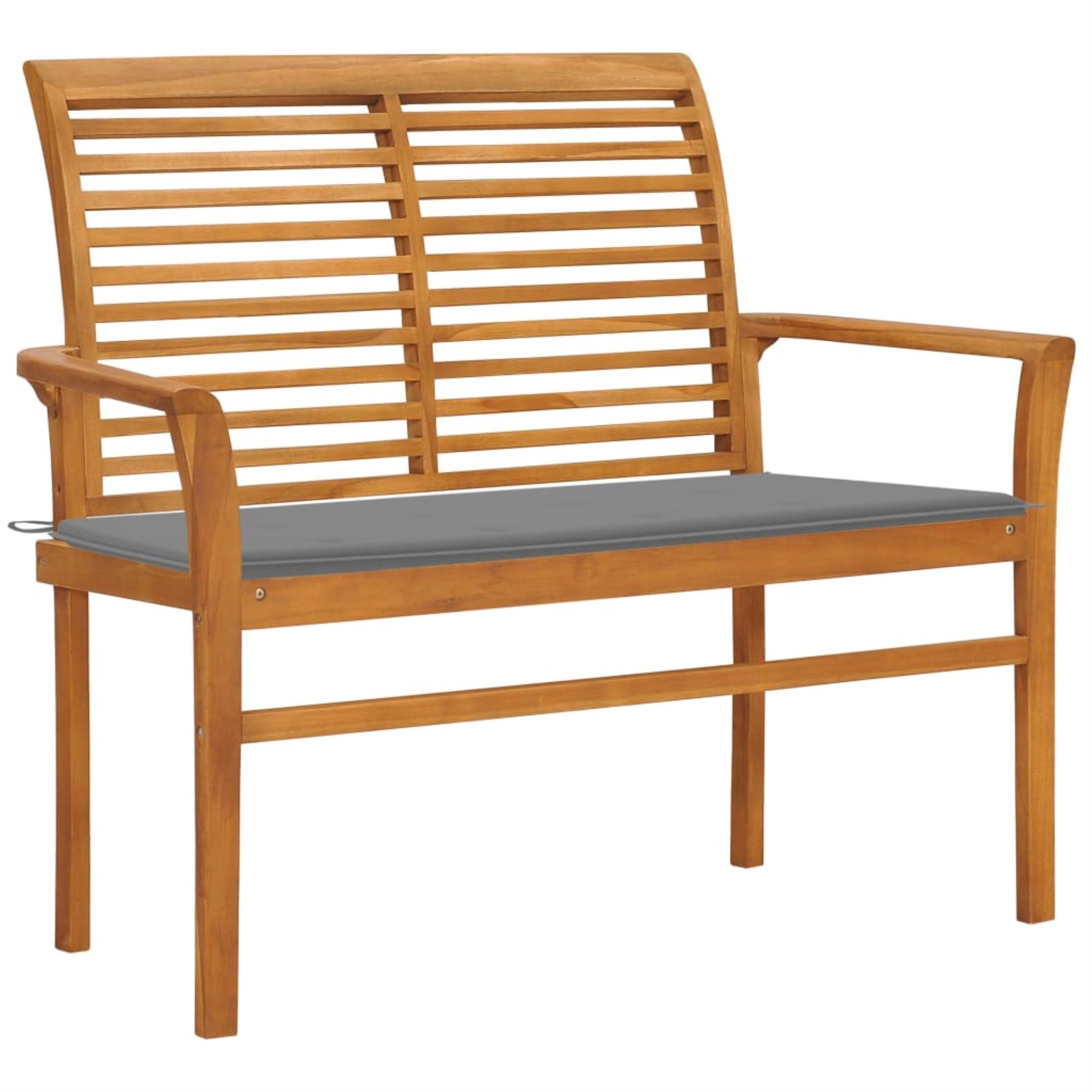 Vidaxl Garden Bench With Gray Cushion 44.1' Solid Teak Wood
