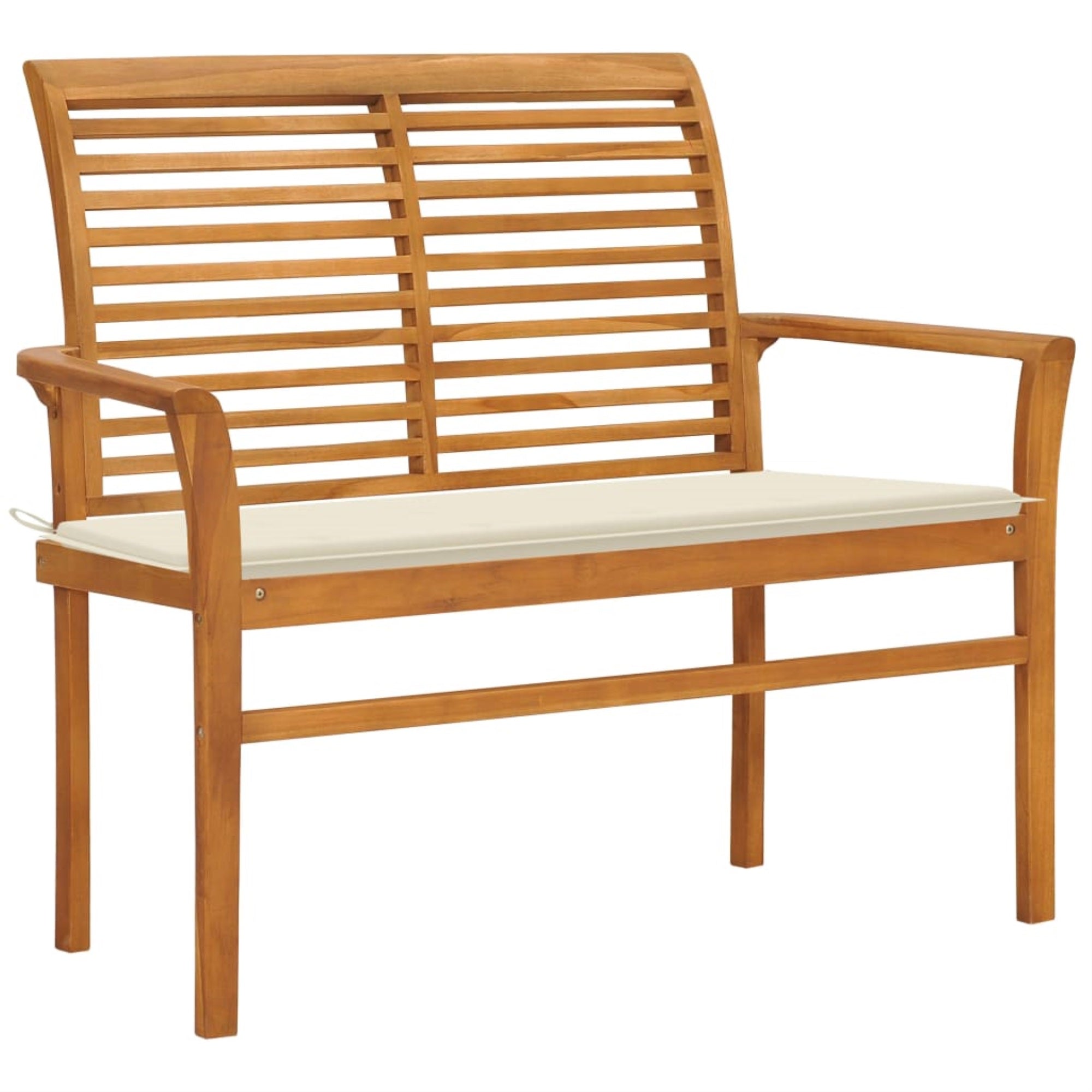 Vidaxl Garden Bench With Cream Cushion 44.1' Solid Teak Wood