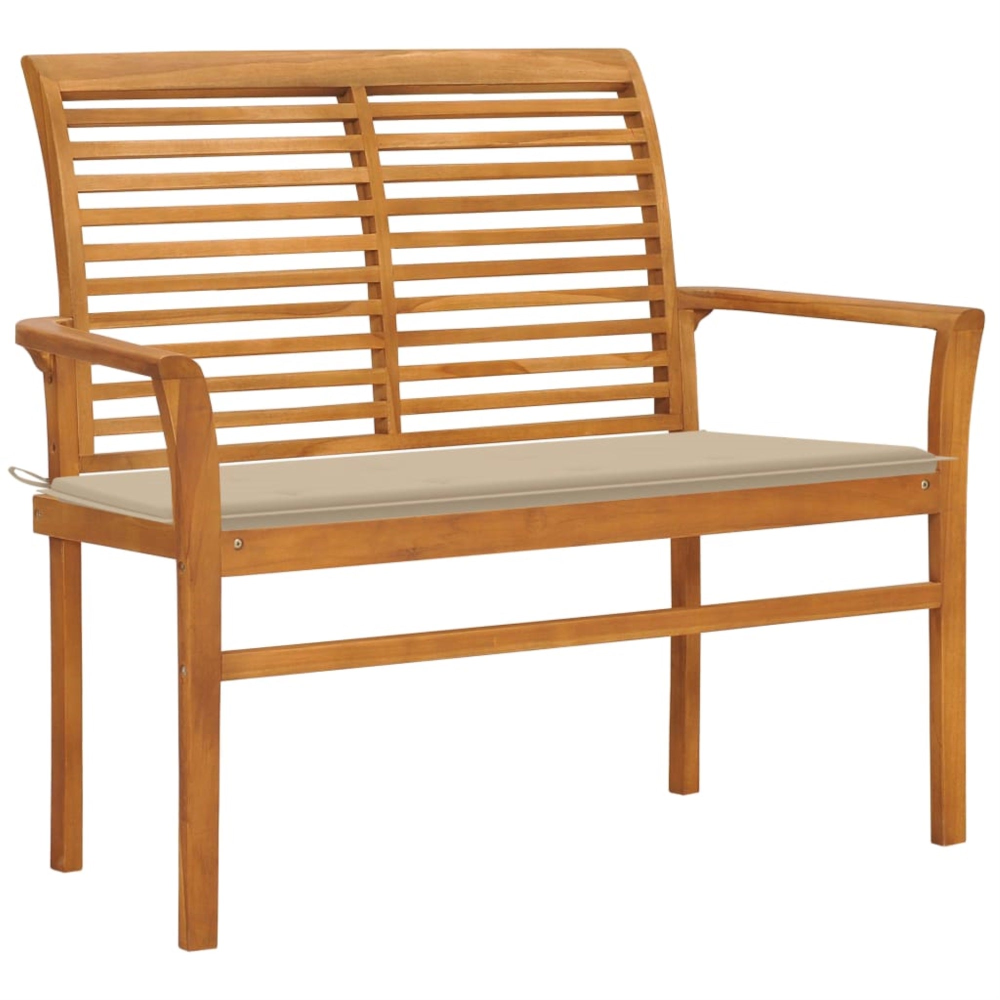 Vidaxl Garden Bench With Beige Cushion 44.1' Solid Teak Wood