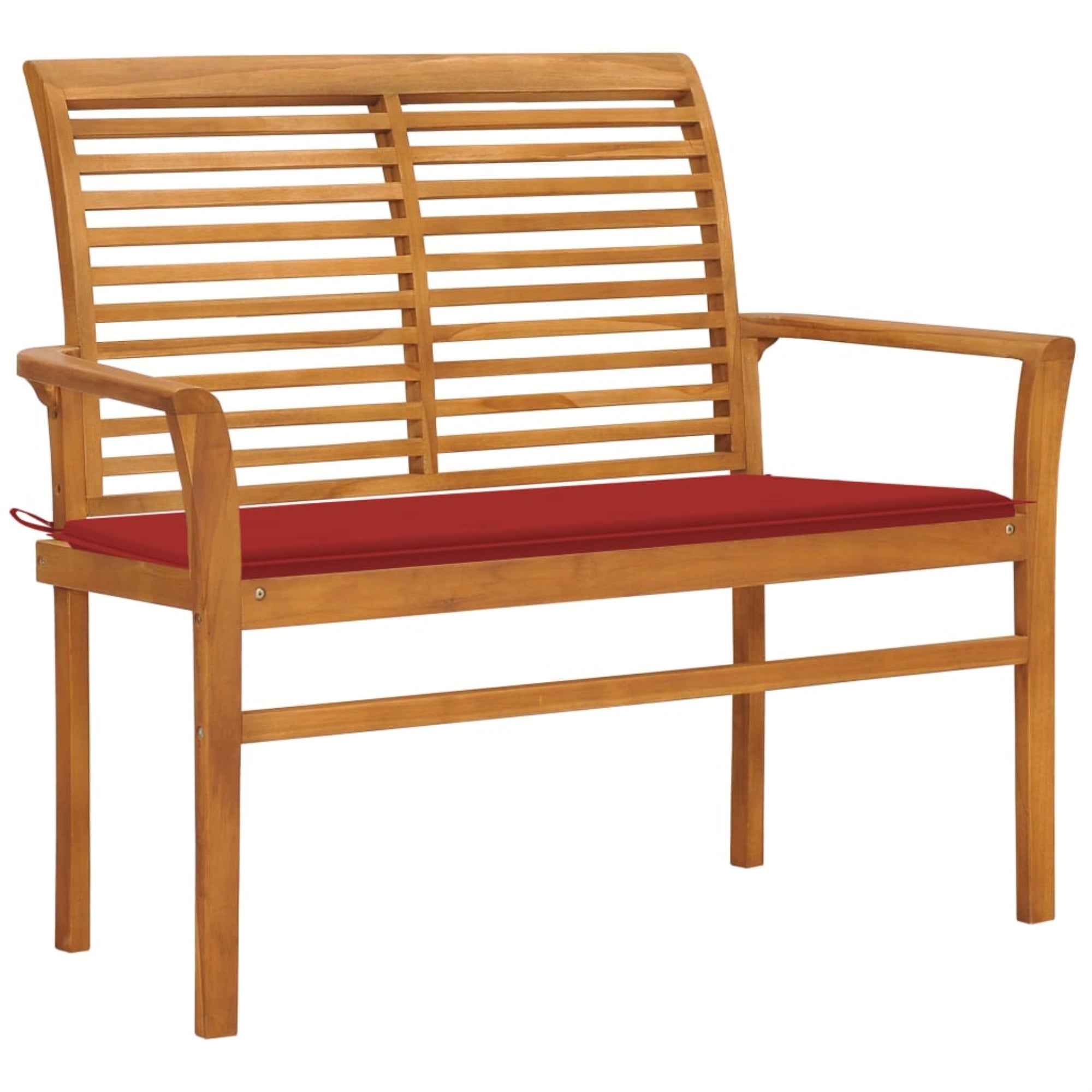 Vidaxl Garden Bench With Red Cushion 44.1' Solid Teak Wood