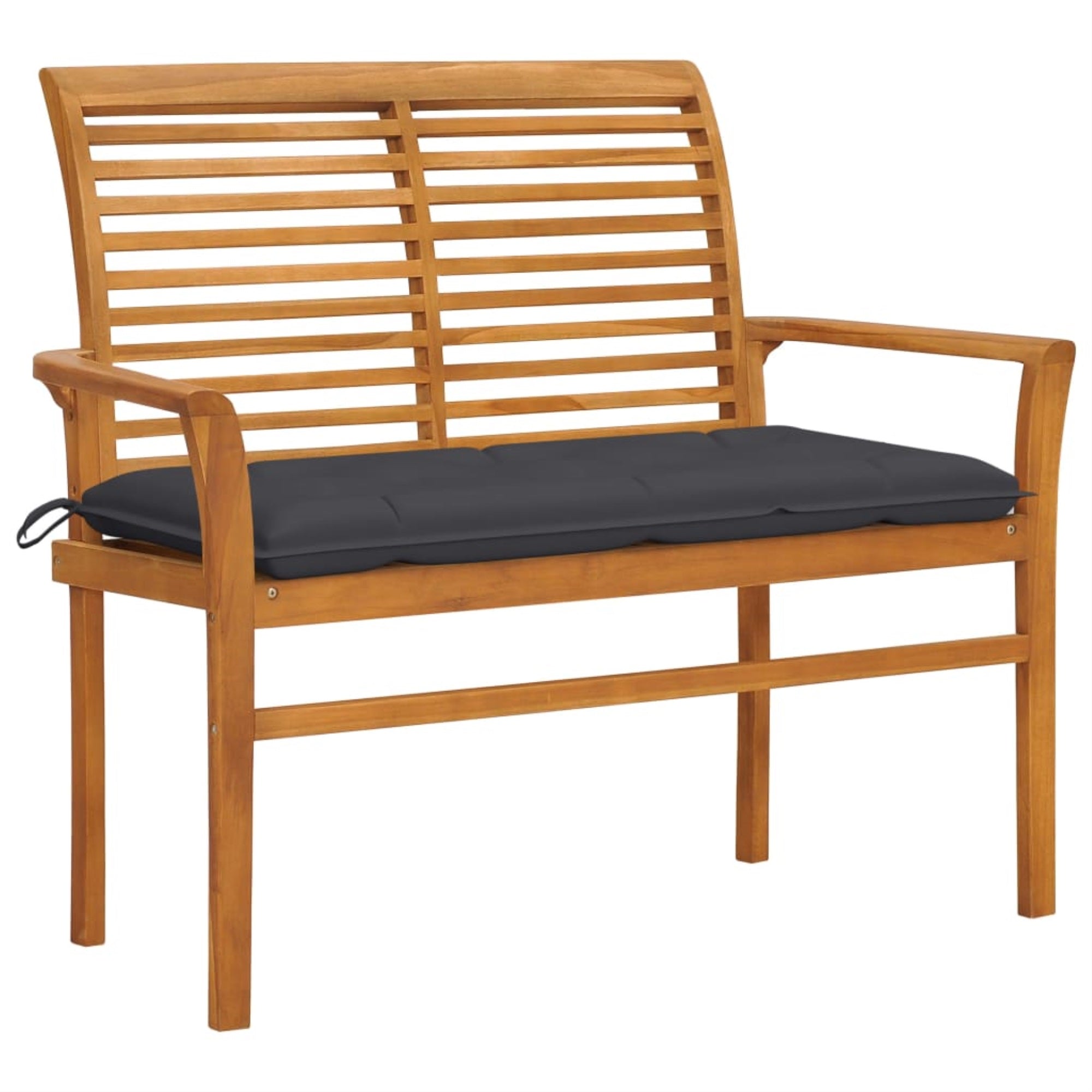 Vidaxl Garden Bench With Anthracite Cushion 44.1' Solid Teak Wood
