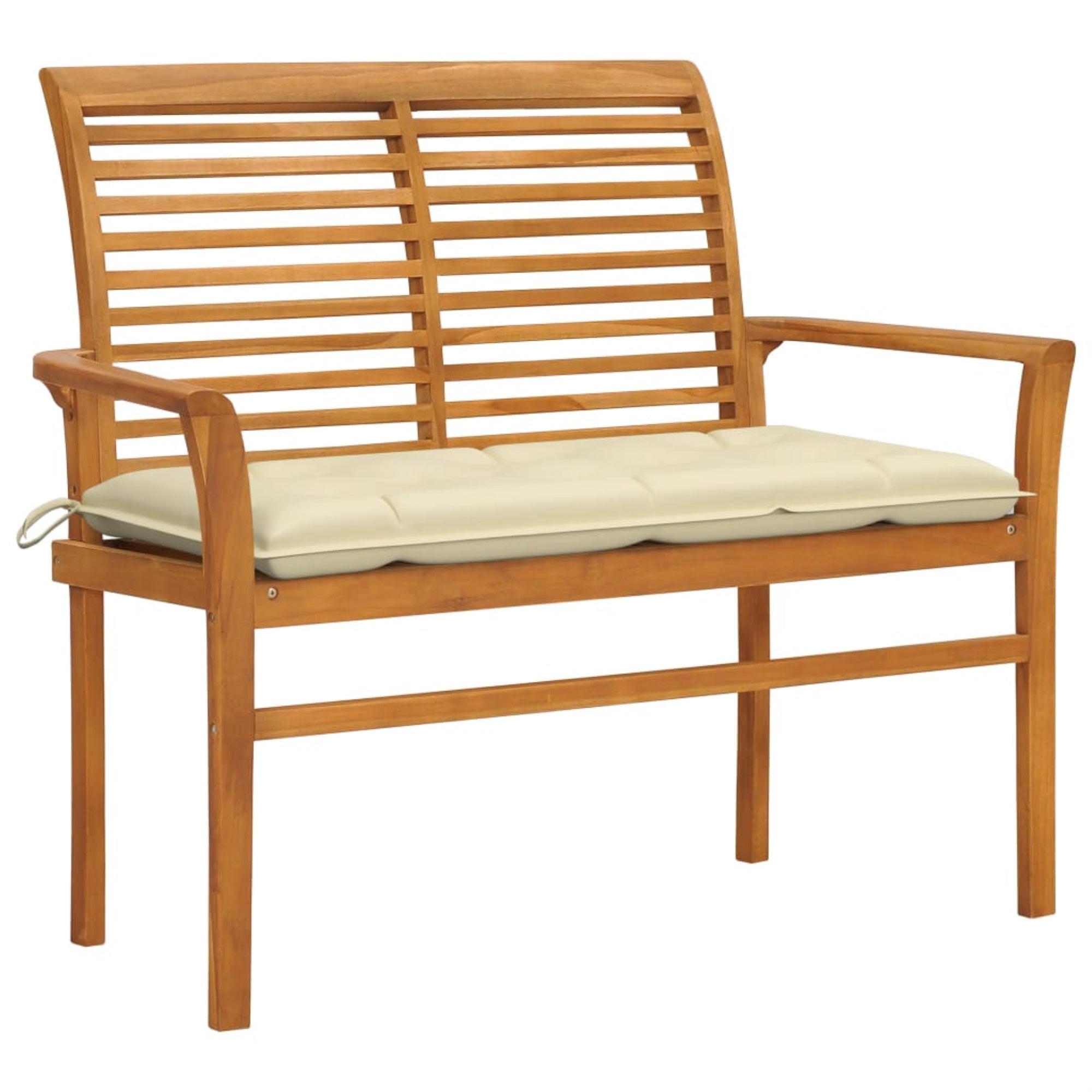 Vidaxl Garden Bench With Cream White Cushion 44.1' Solid Teak Wood