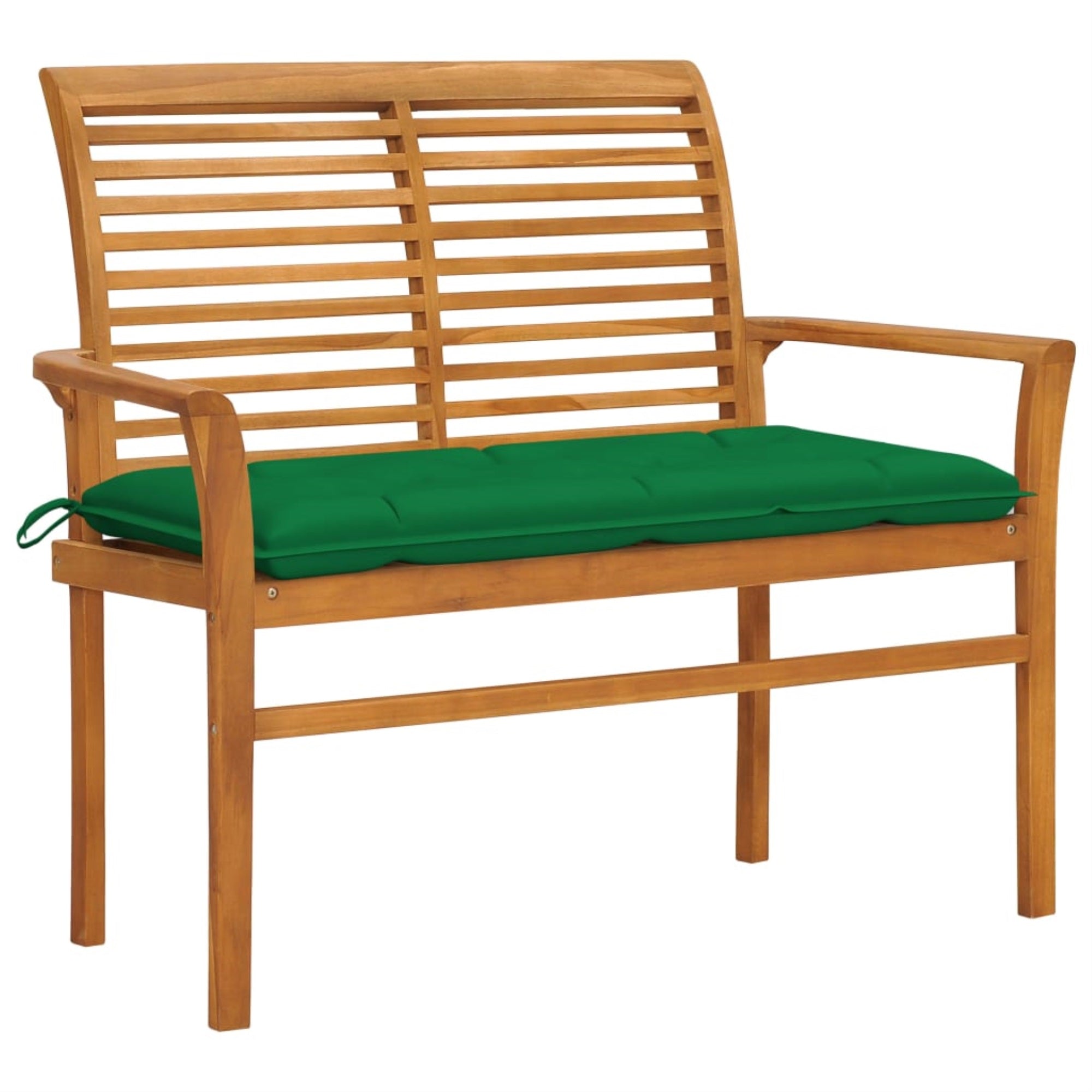 Vidaxl Garden Bench With Green Cushion 44.1' Solid Teak Wood