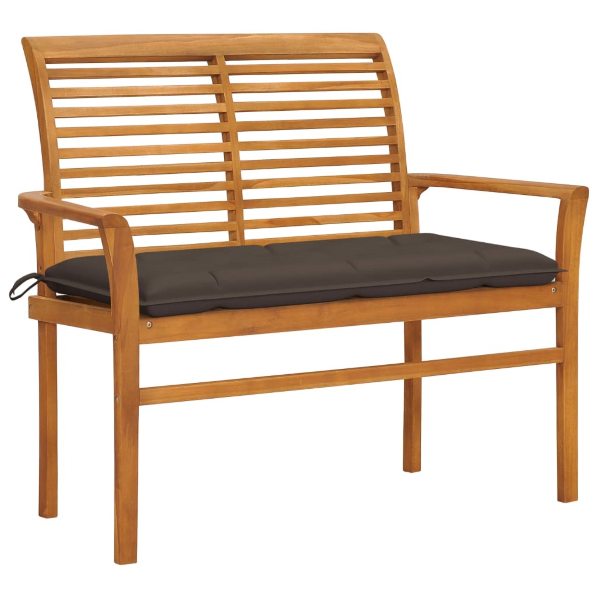 Vidaxl Garden Bench With Taupe Cushion 44.1' Solid Teak Wood