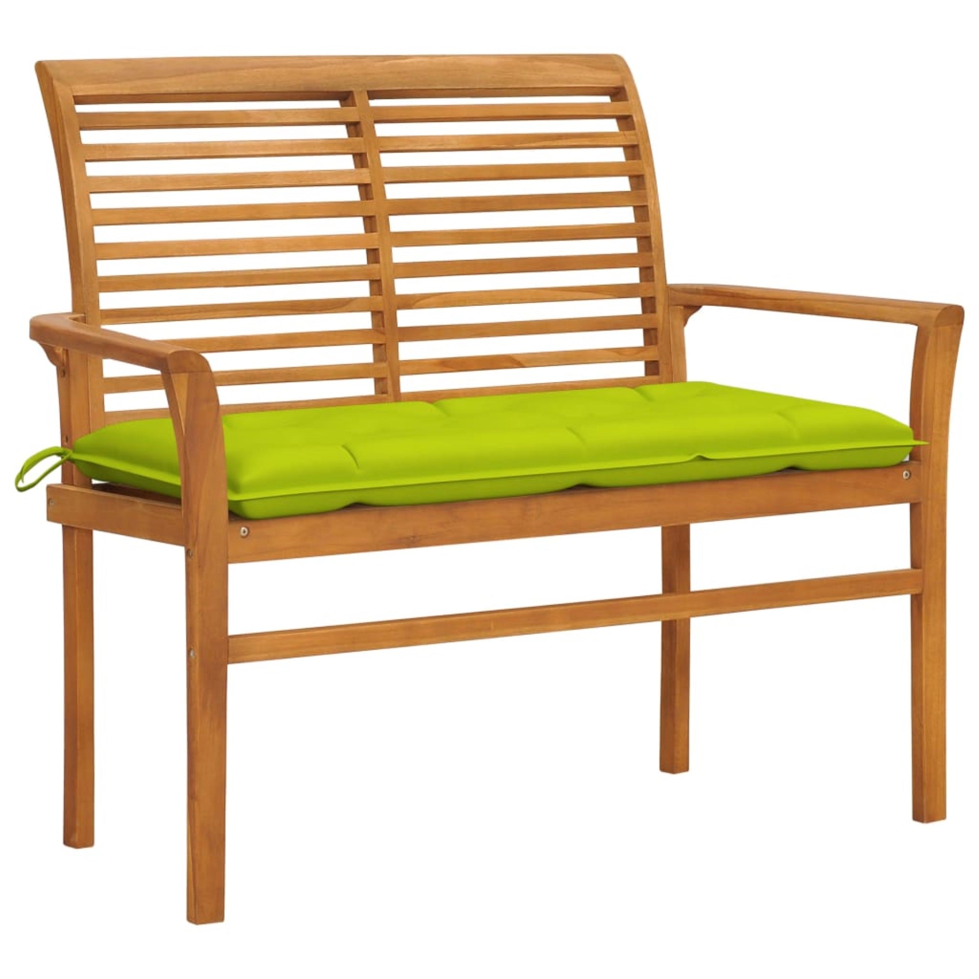 Vidaxl Garden Bench With Bright Green Cushion 44.1' Solid Teak Wood