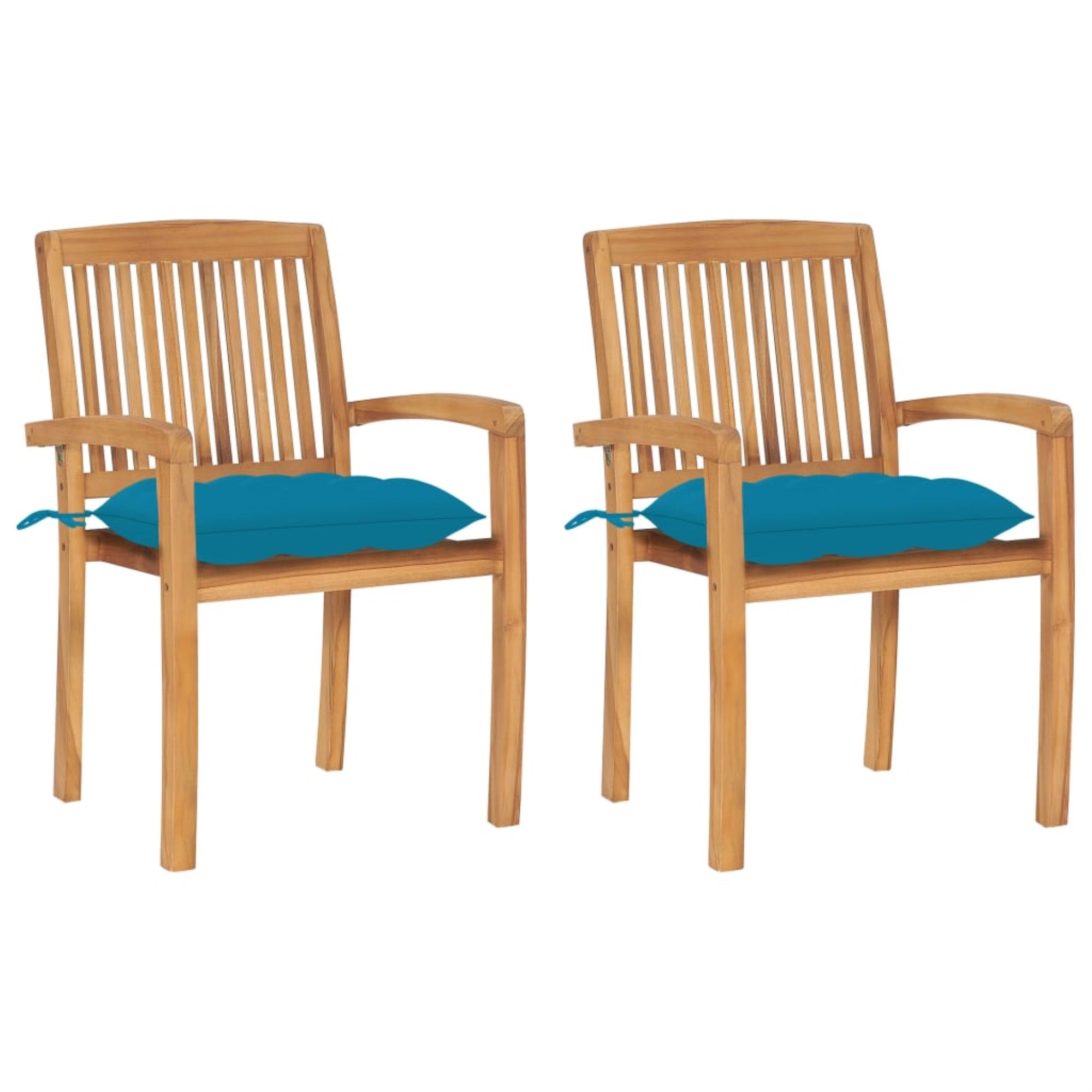 Vidaxl Garden Chairs 2 Pcs With Light Blue Cushions Solid Teak Wood