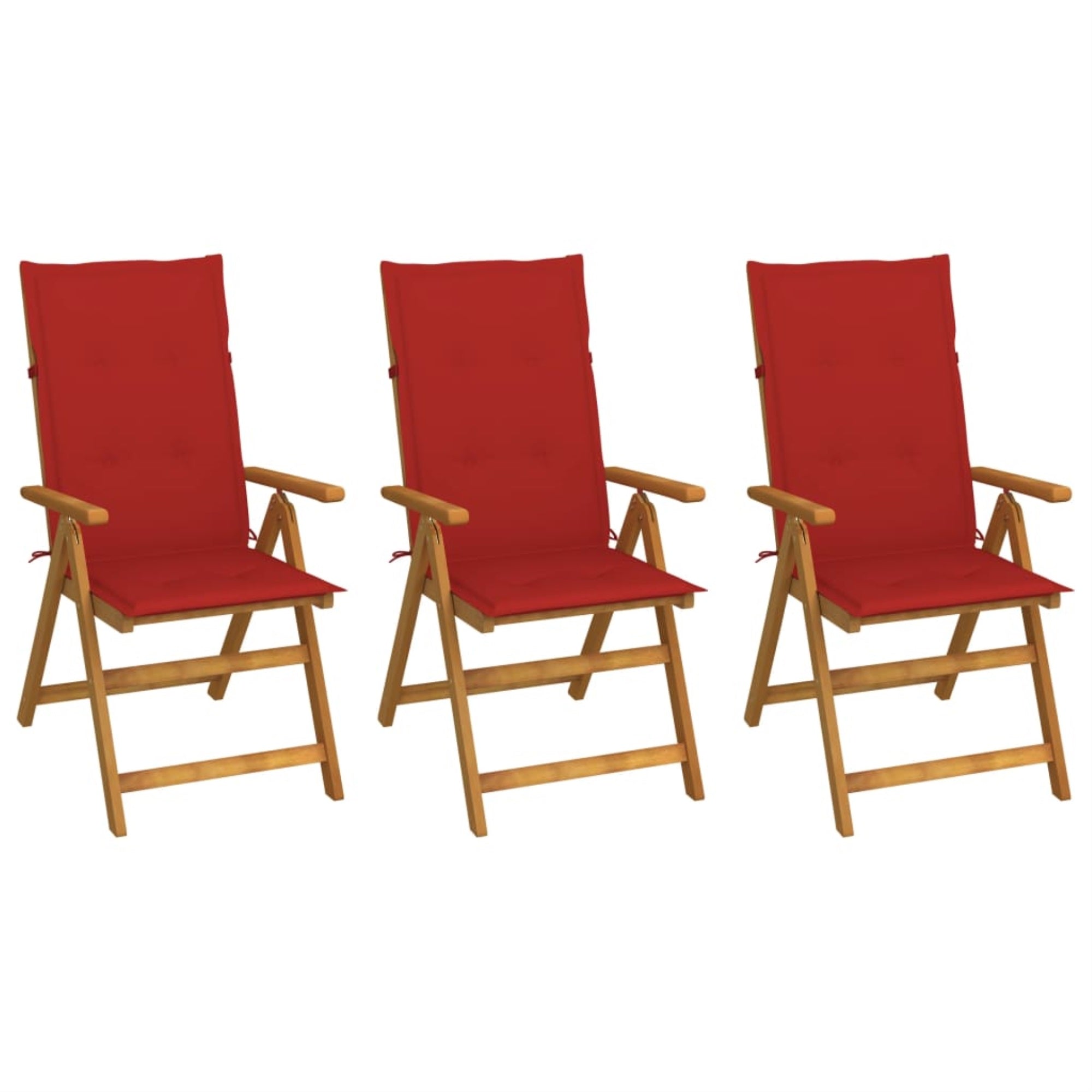 vidaXL Folding Garden Chairs 3 pcs with Cushions Solid Acacia Wood