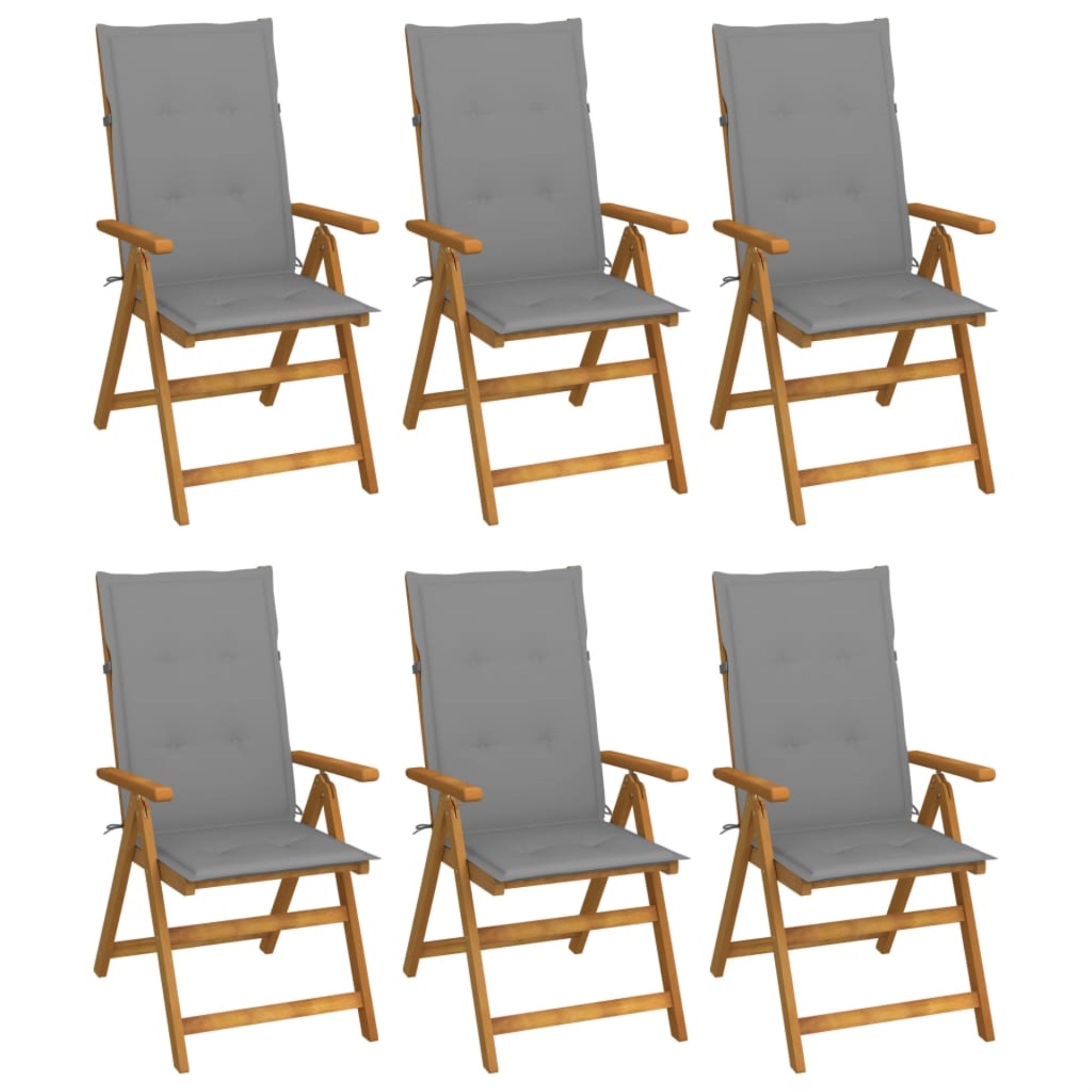 vidaXL Folding Garden Chairs 6 pcs with Cushions Solid Acacia Wood